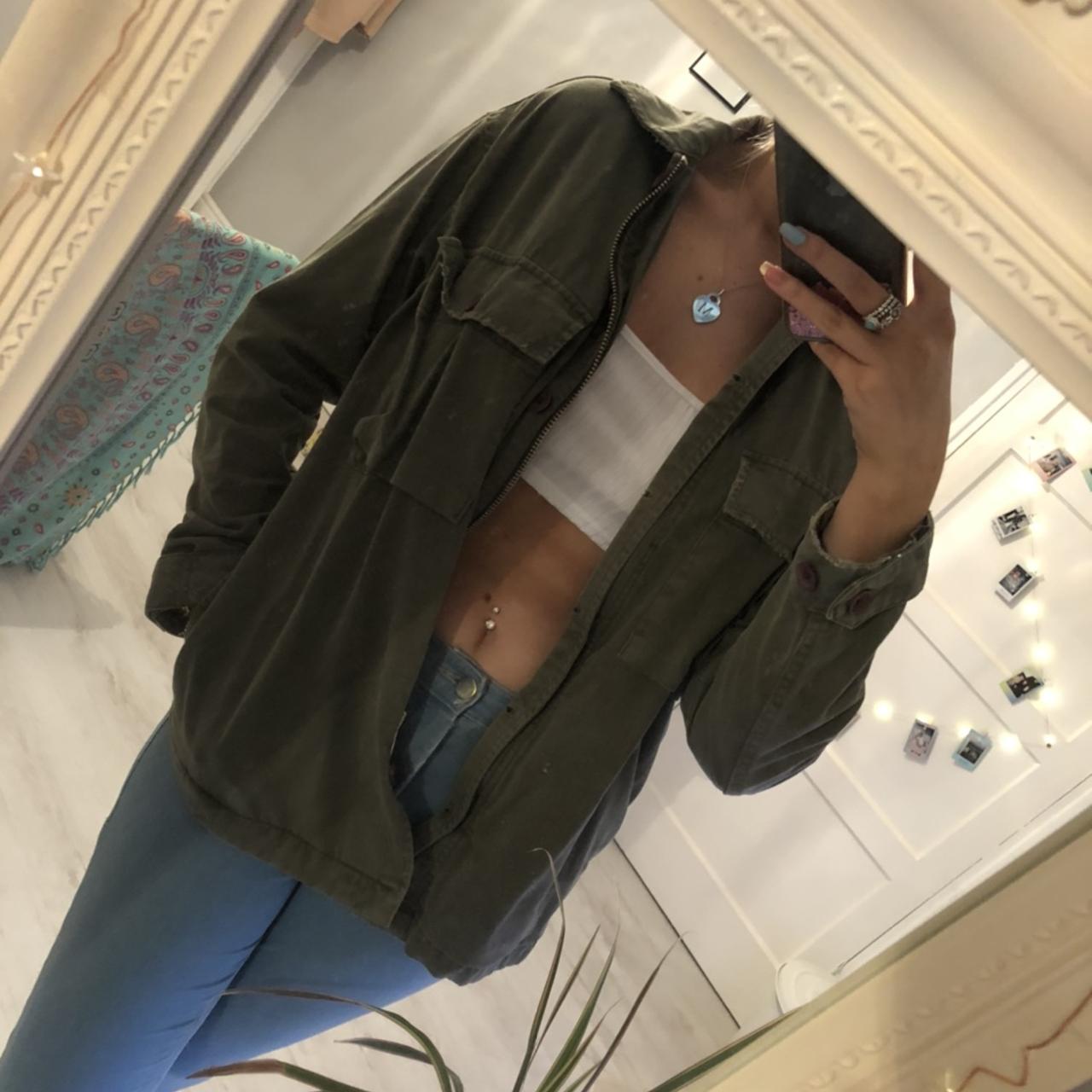 khaki military jacket Size 8 £10 khaki... Depop