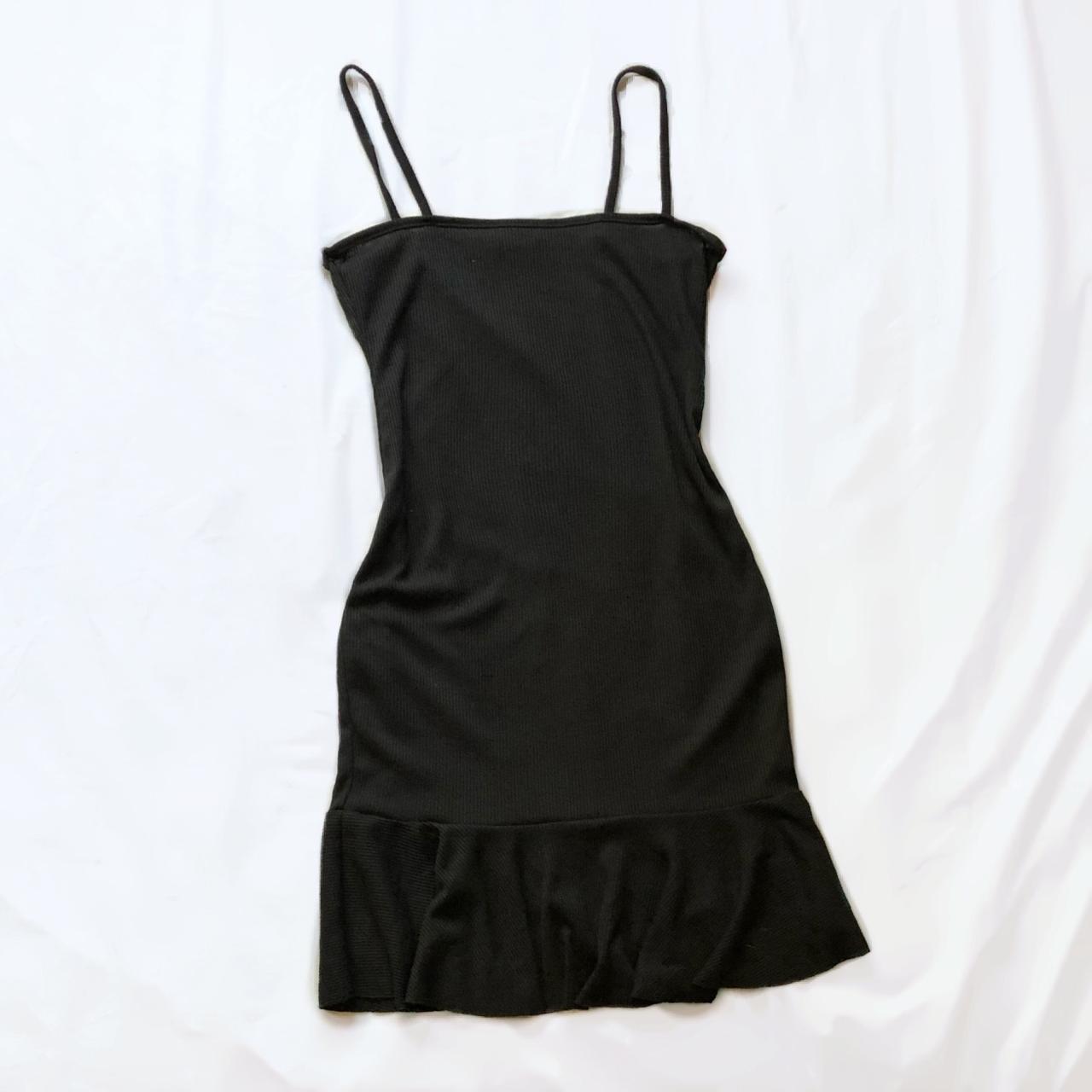 nasty gal ribbed ruffle dress black sleeveless... - Depop