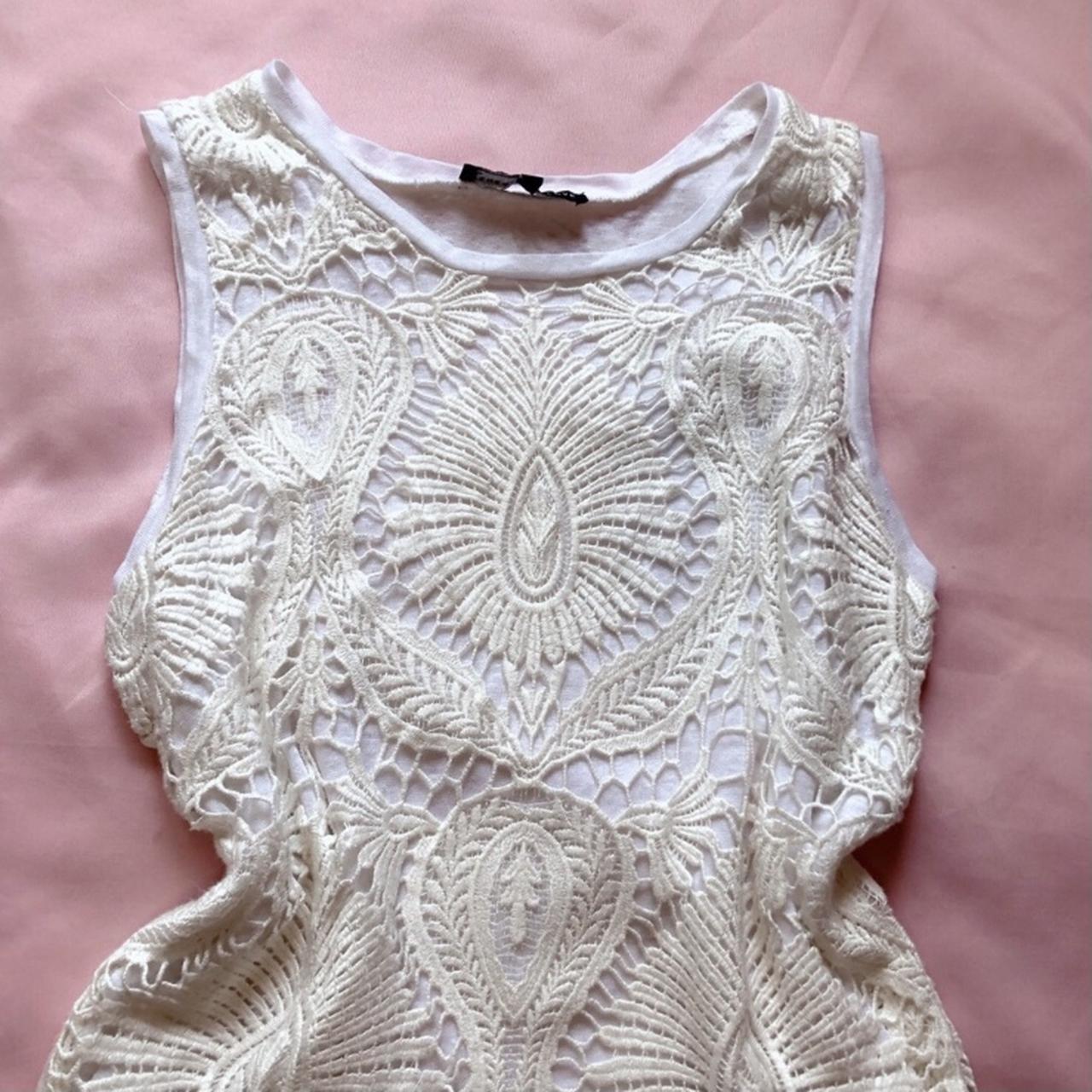 revolve generation love lace overlay top white... - Depop