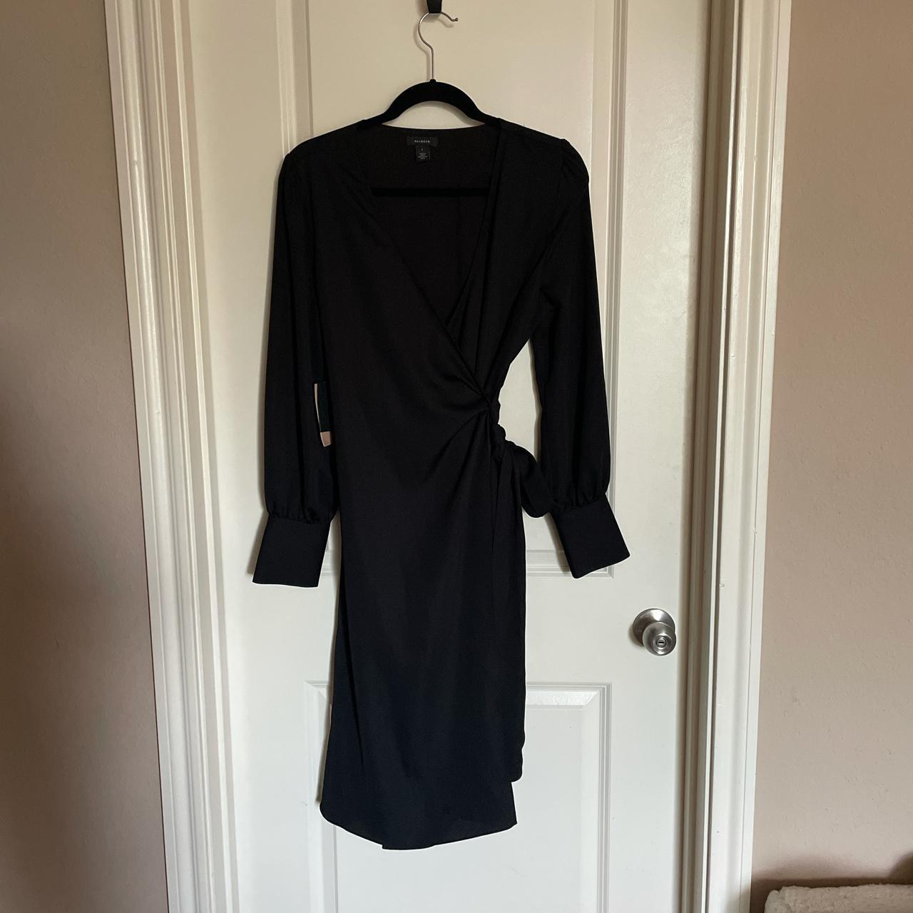 Halogen black silk wrap dress. MIDI length. NWT.... - Depop