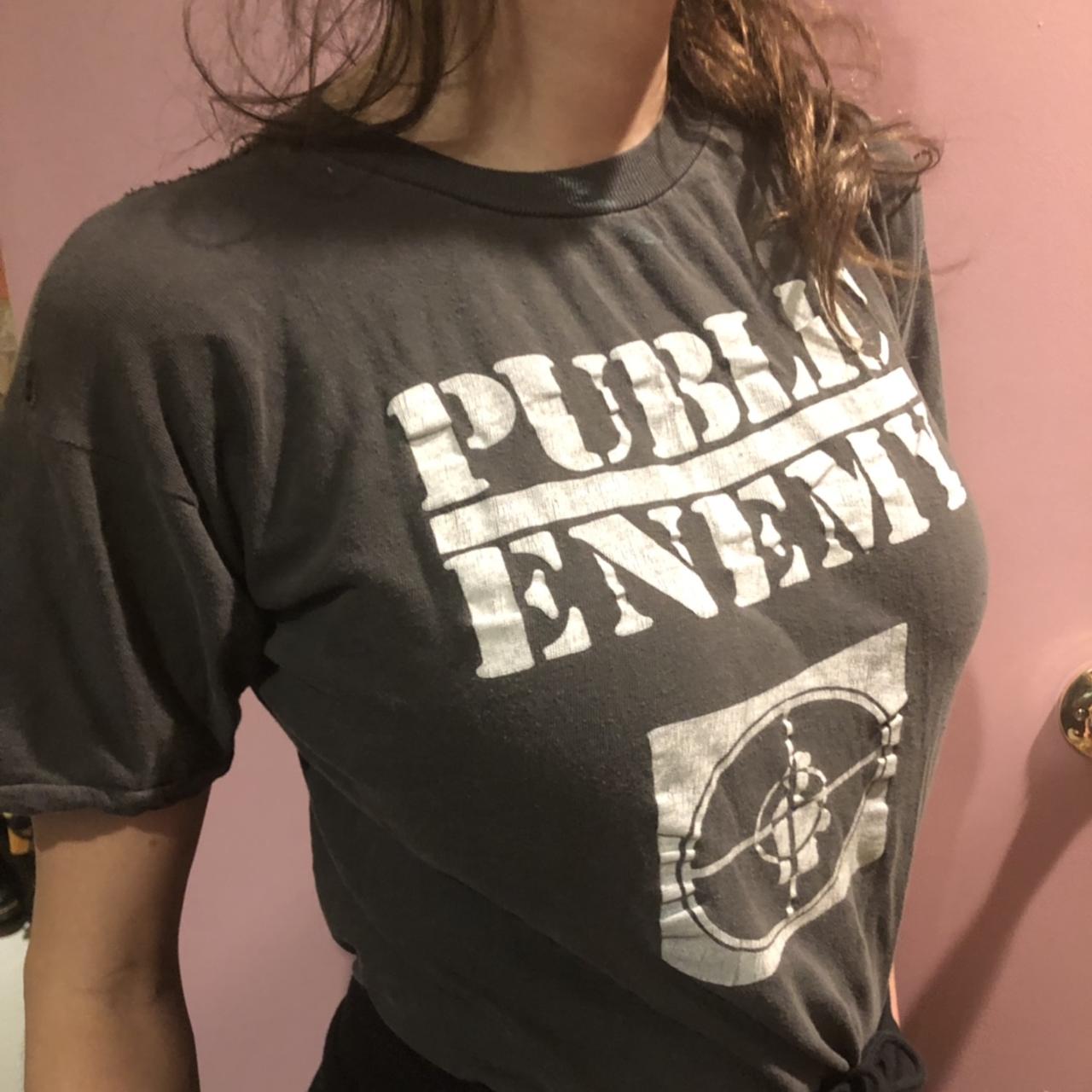 Authentic early 90s Public Enemy tee. Faded black... - Depop