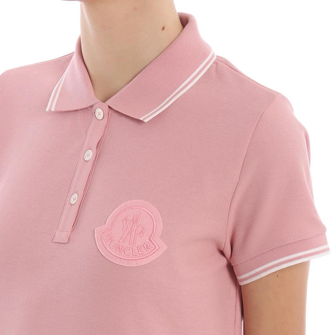 Womens moncler polo shirt pink Authentic Large Sizes. Depop