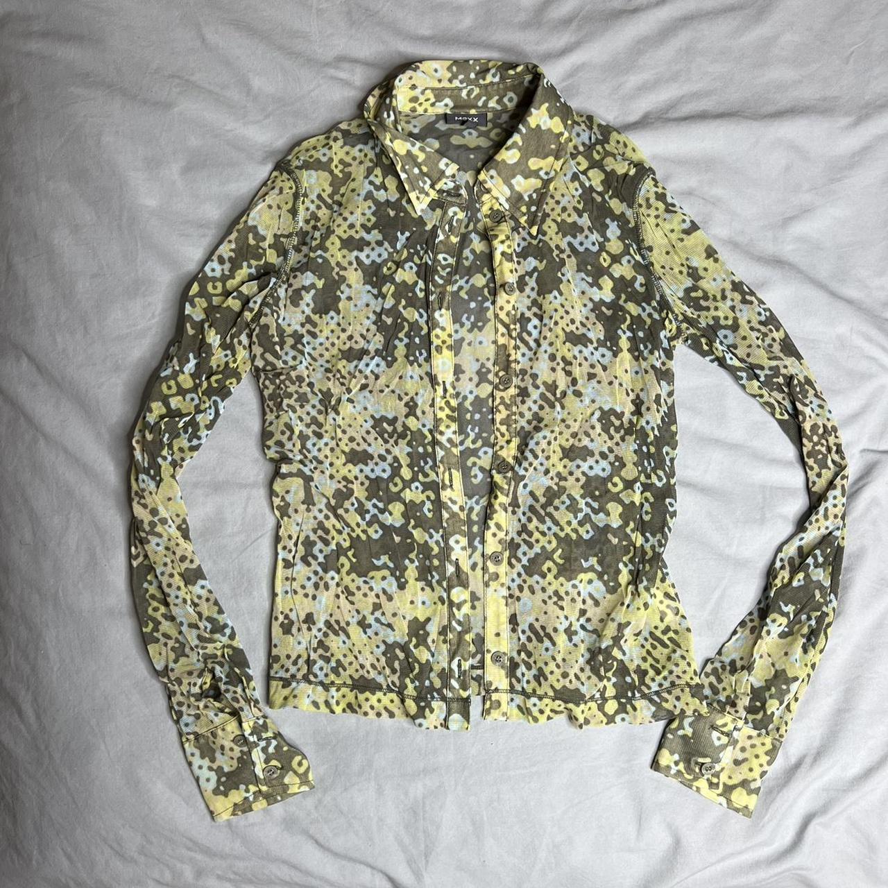 mexx green mesh button up - Depop