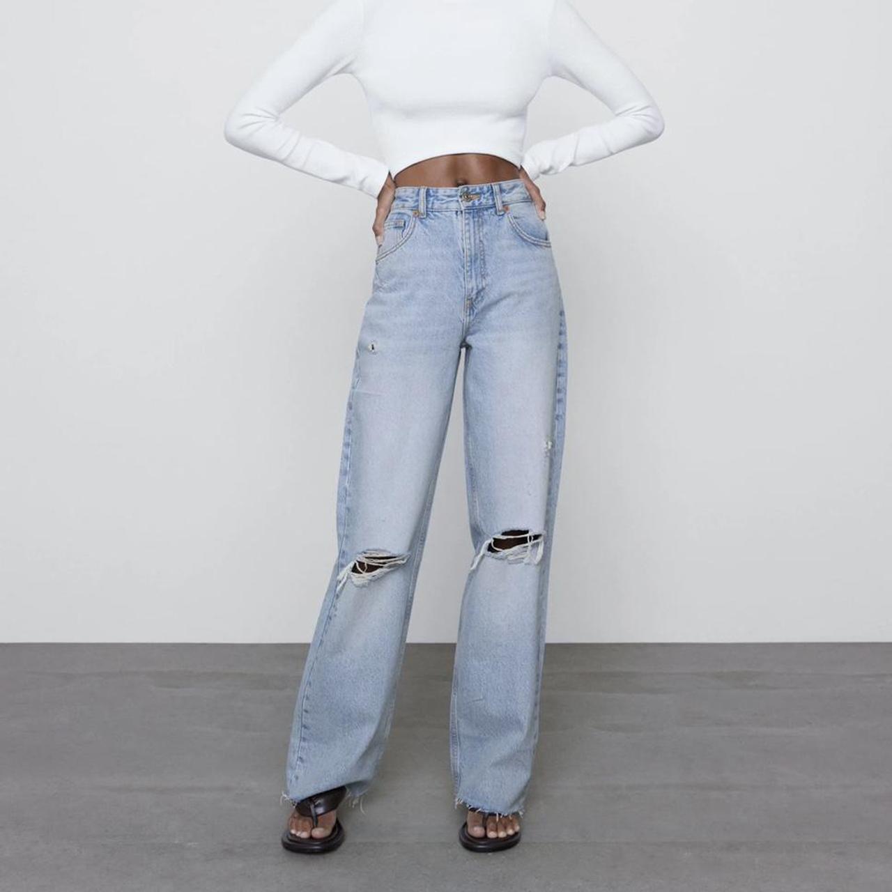 zara high rise ripped jeans