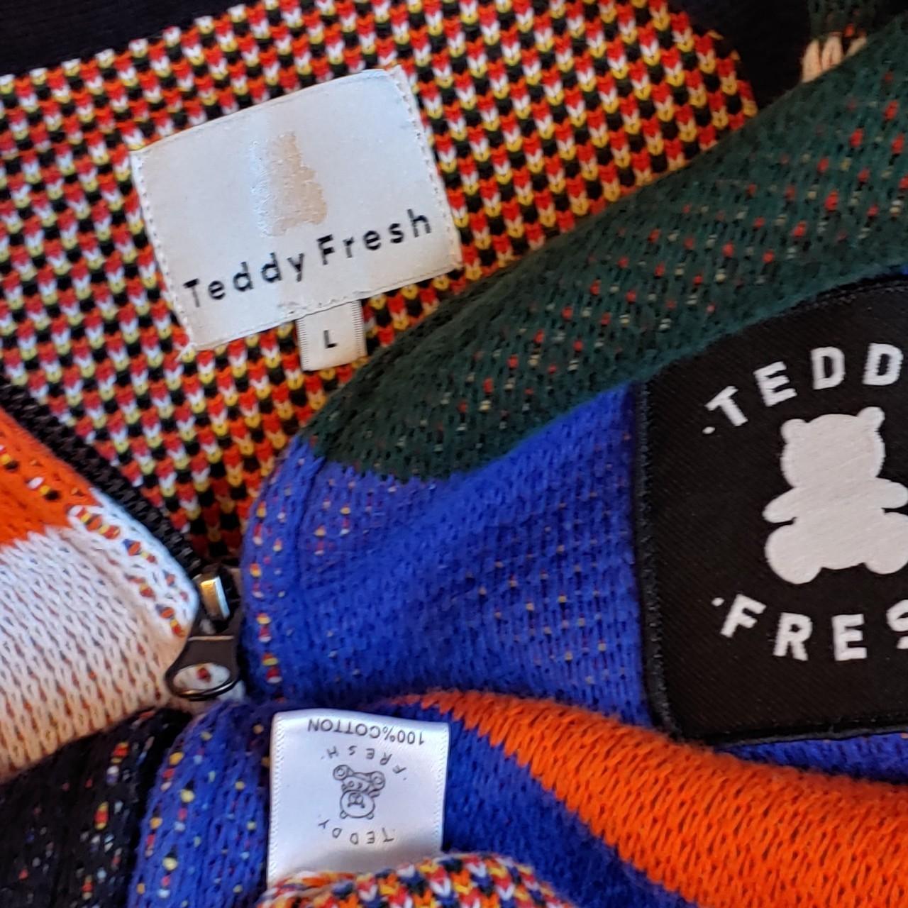teddy fresh patchwork knit zip up