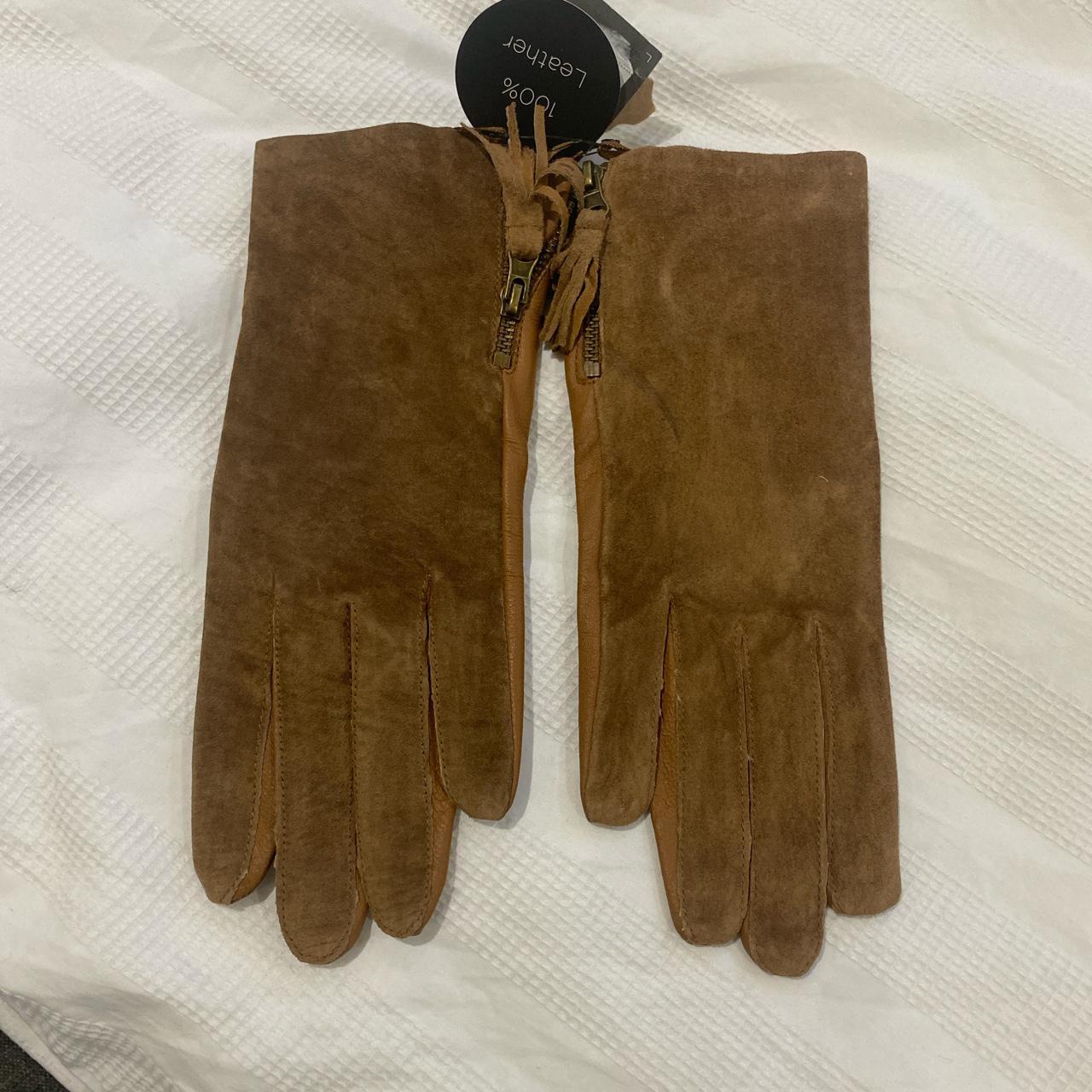 Primark Brown Leather Gloves Size M/L Brand New... Depop
