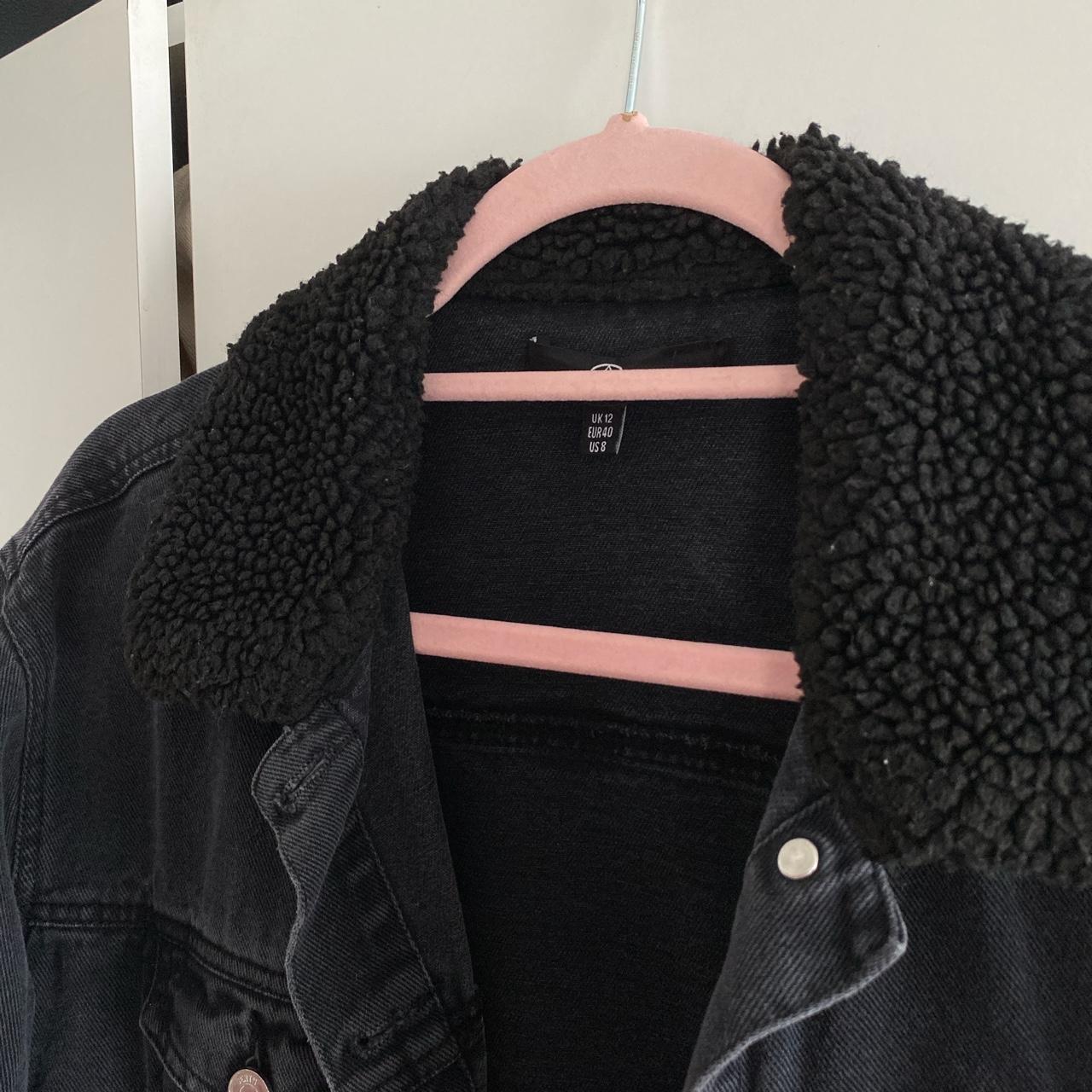 missguided black denim jacket with collar... Depop
