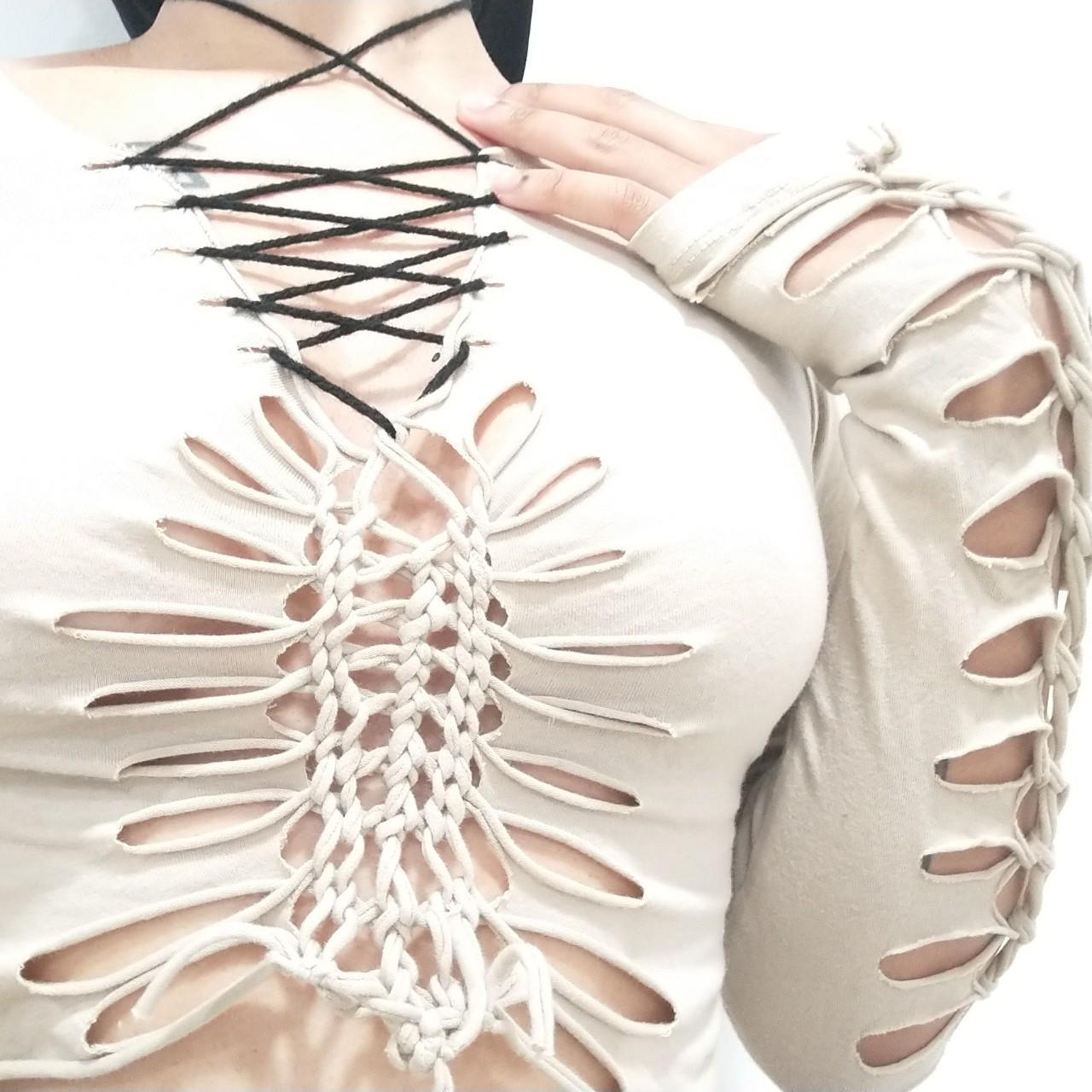 Product Image 3 - Nude braided lace up top

Fits