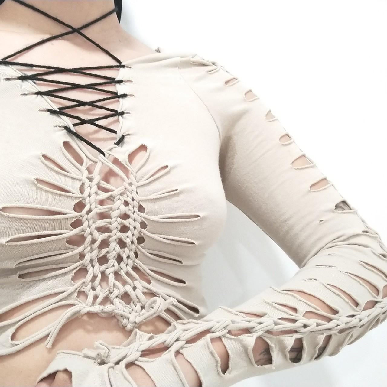Product Image 4 - Nude braided lace up top

Fits
