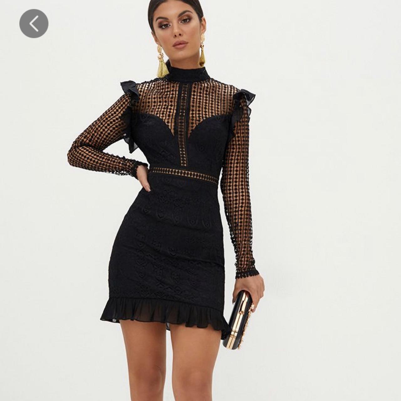 chiffon frill bodycon dress