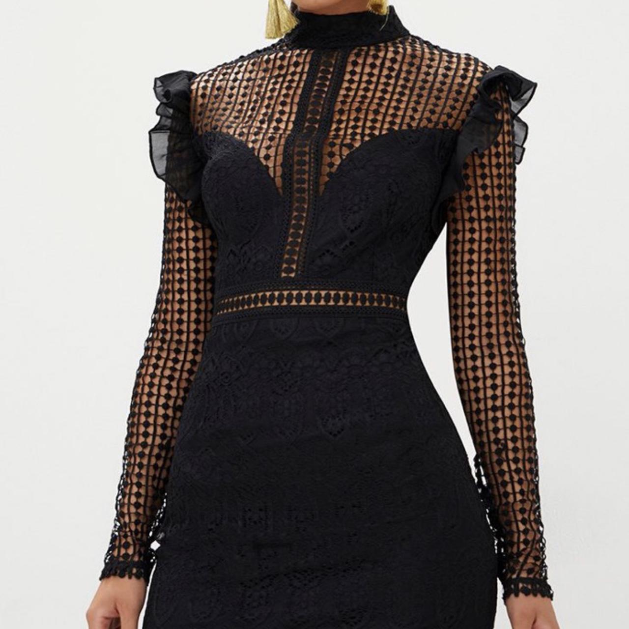 chiffon frill bodycon dress