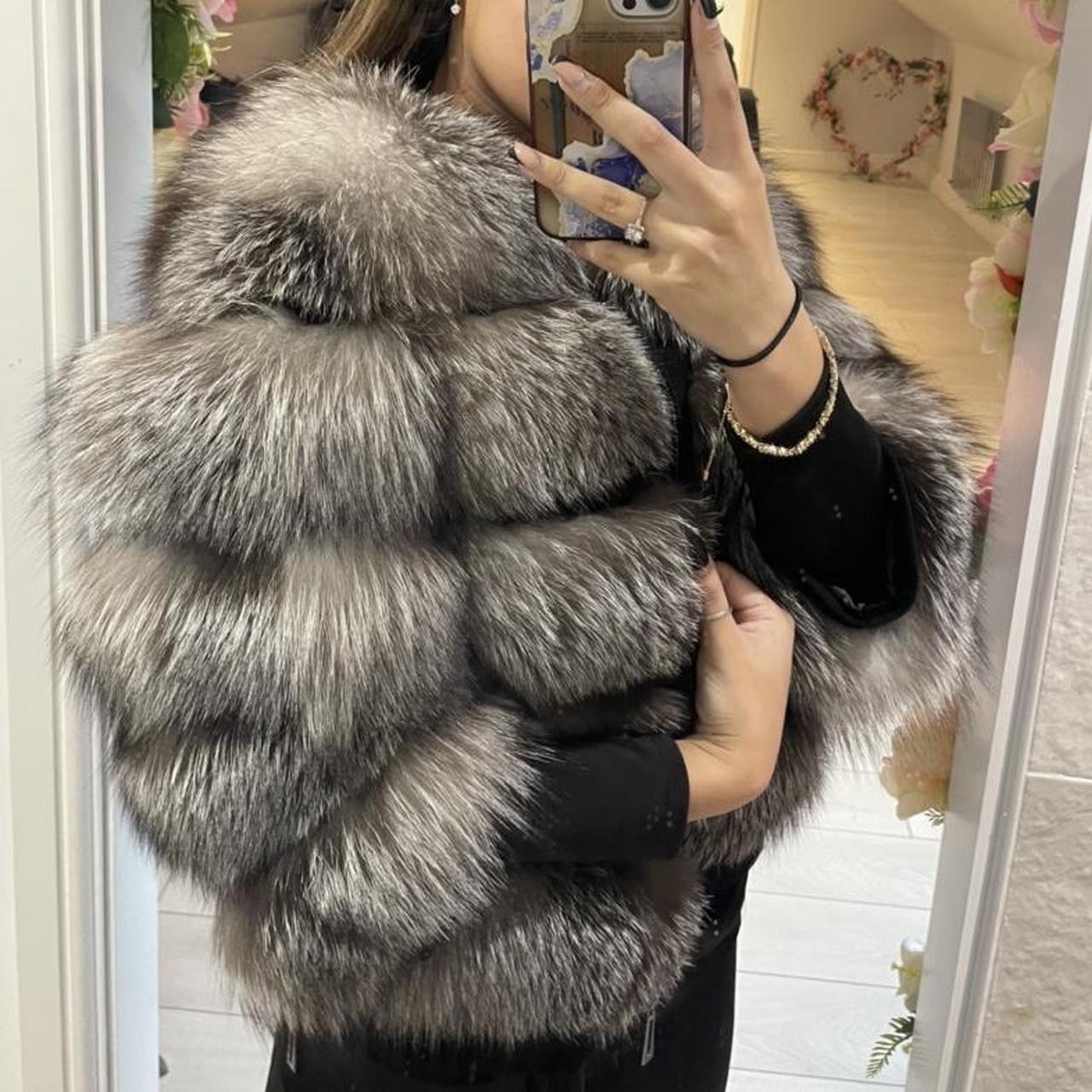 Women's Grey and Black Coat Depop