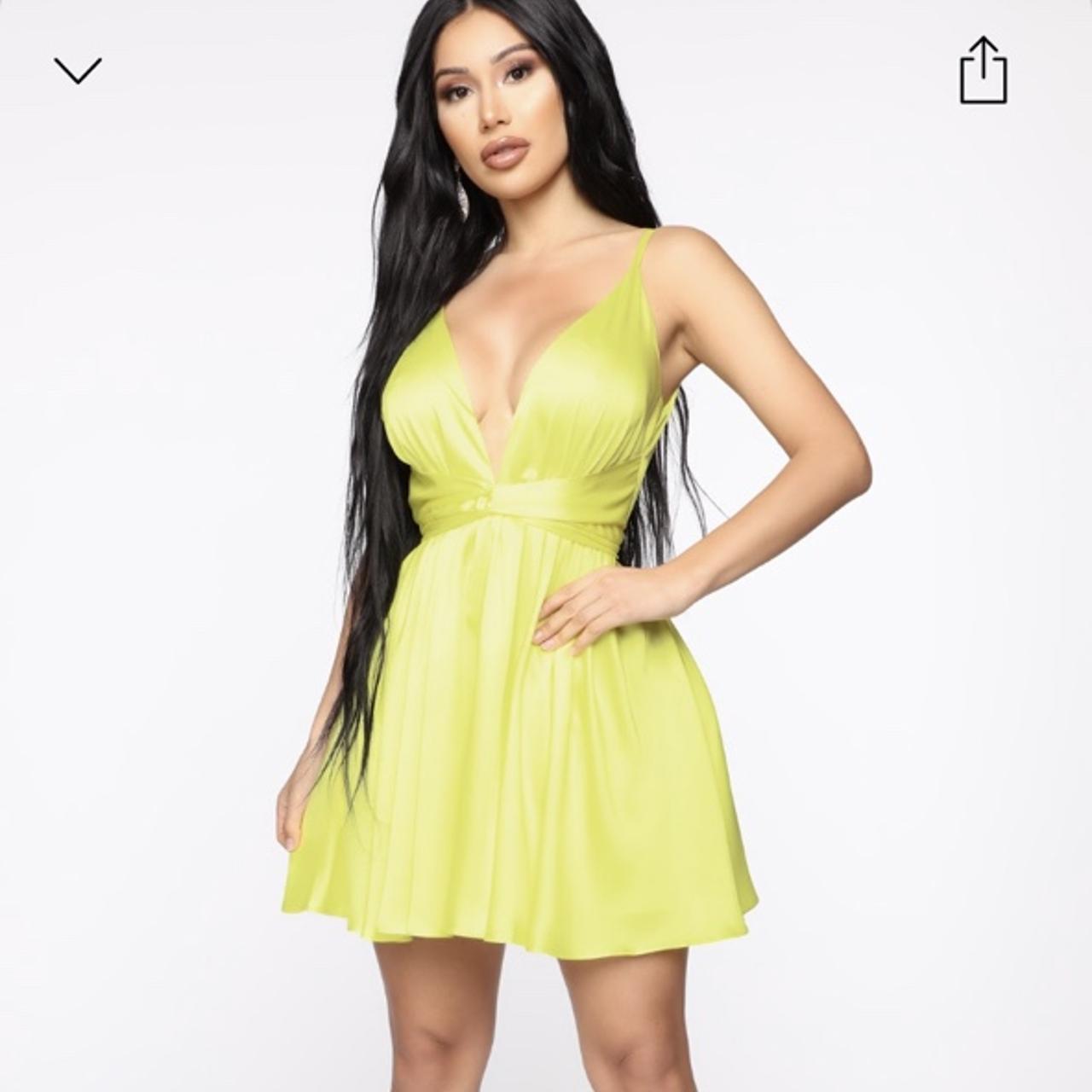 Fashion nova Sweet Serenity Satin Flare Dress Neon