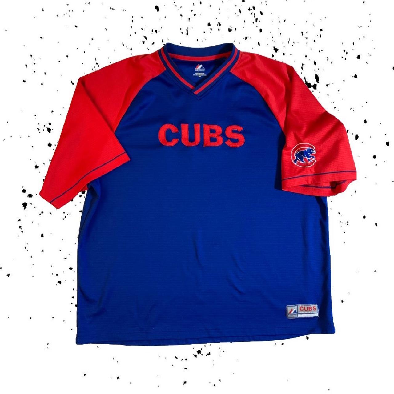 Wright and Ditson MLB Chicago Cubs Blue V-Neck Short - Depop