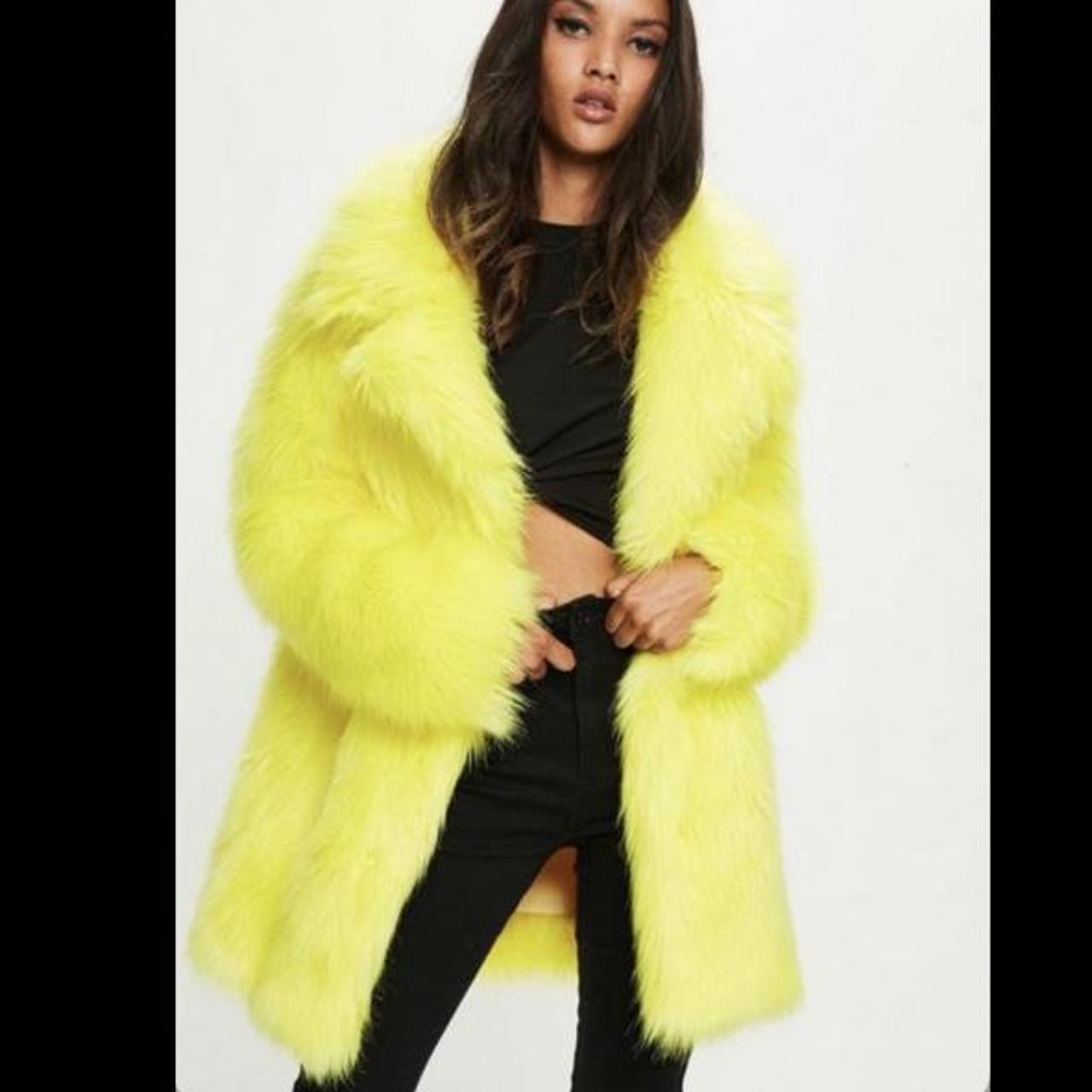 Yellow faux fur vest Clearance