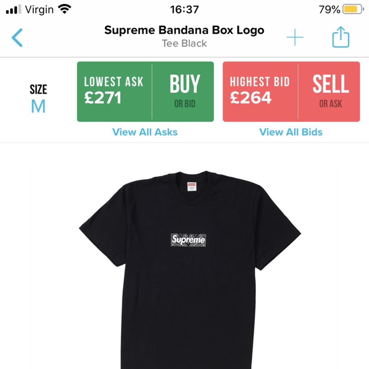 Supreme Bandana Box Logo Tee Black - Size Medium