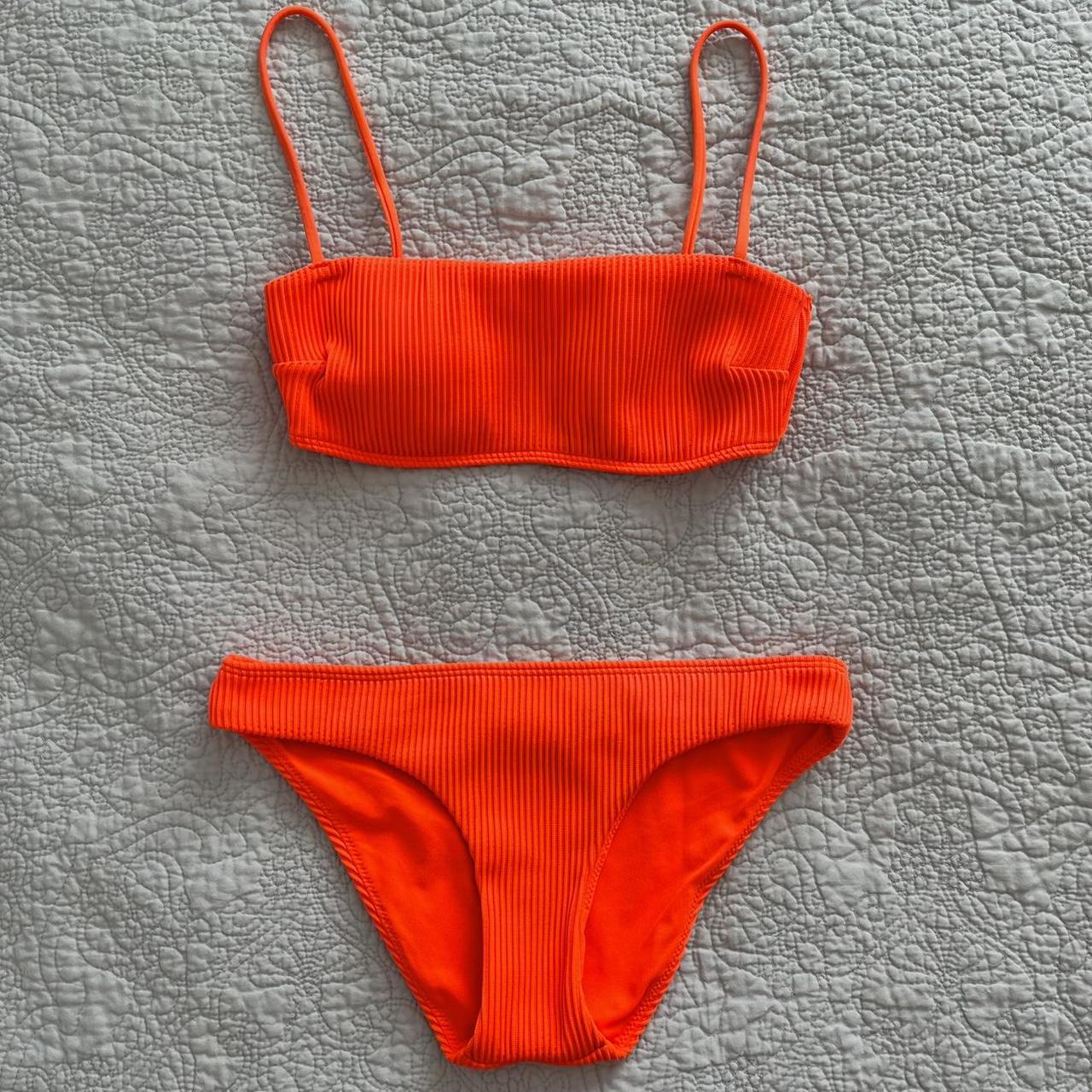 Hollister bright neon square neck bikini set in a... - Depop