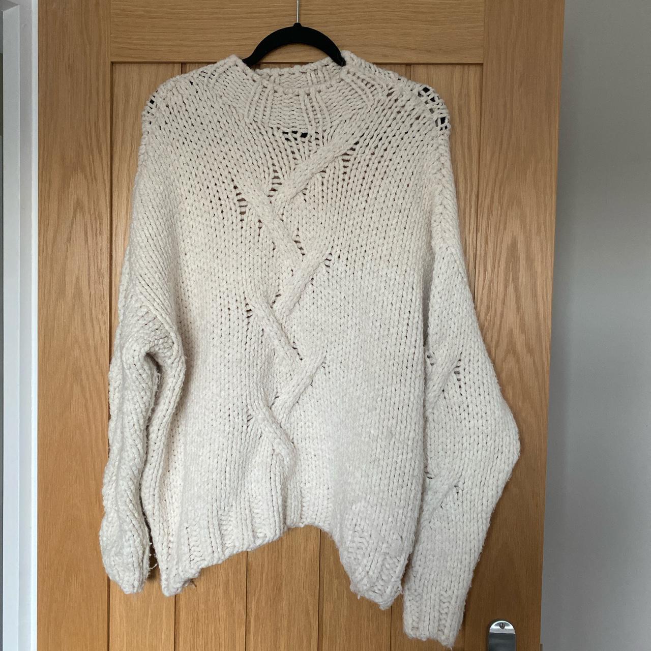 Zara cream cable knit jumper size medium good... - Depop
