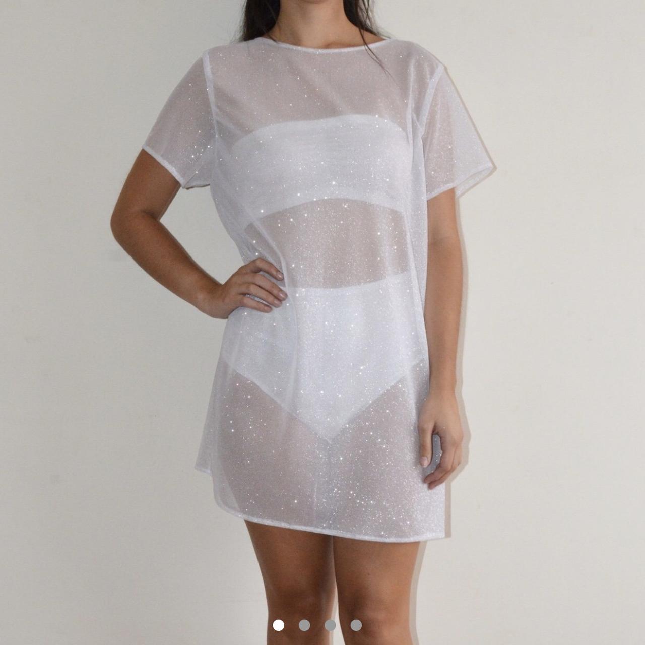 mesh t shirt dress white