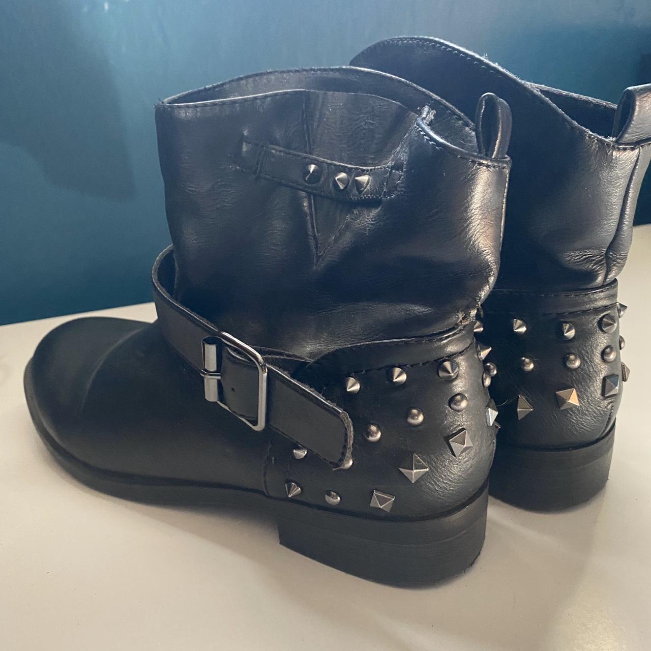 Goth like studded boots, buckle boots, cowboy boots,... - Depop