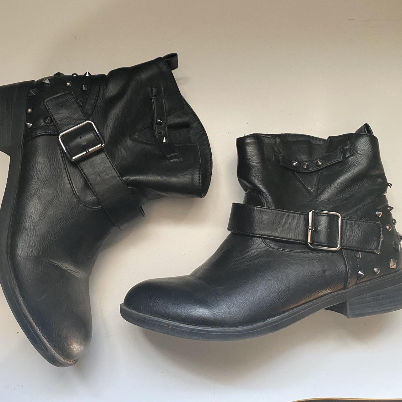 Goth like studded boots, buckle boots, cowboy boots,... - Depop