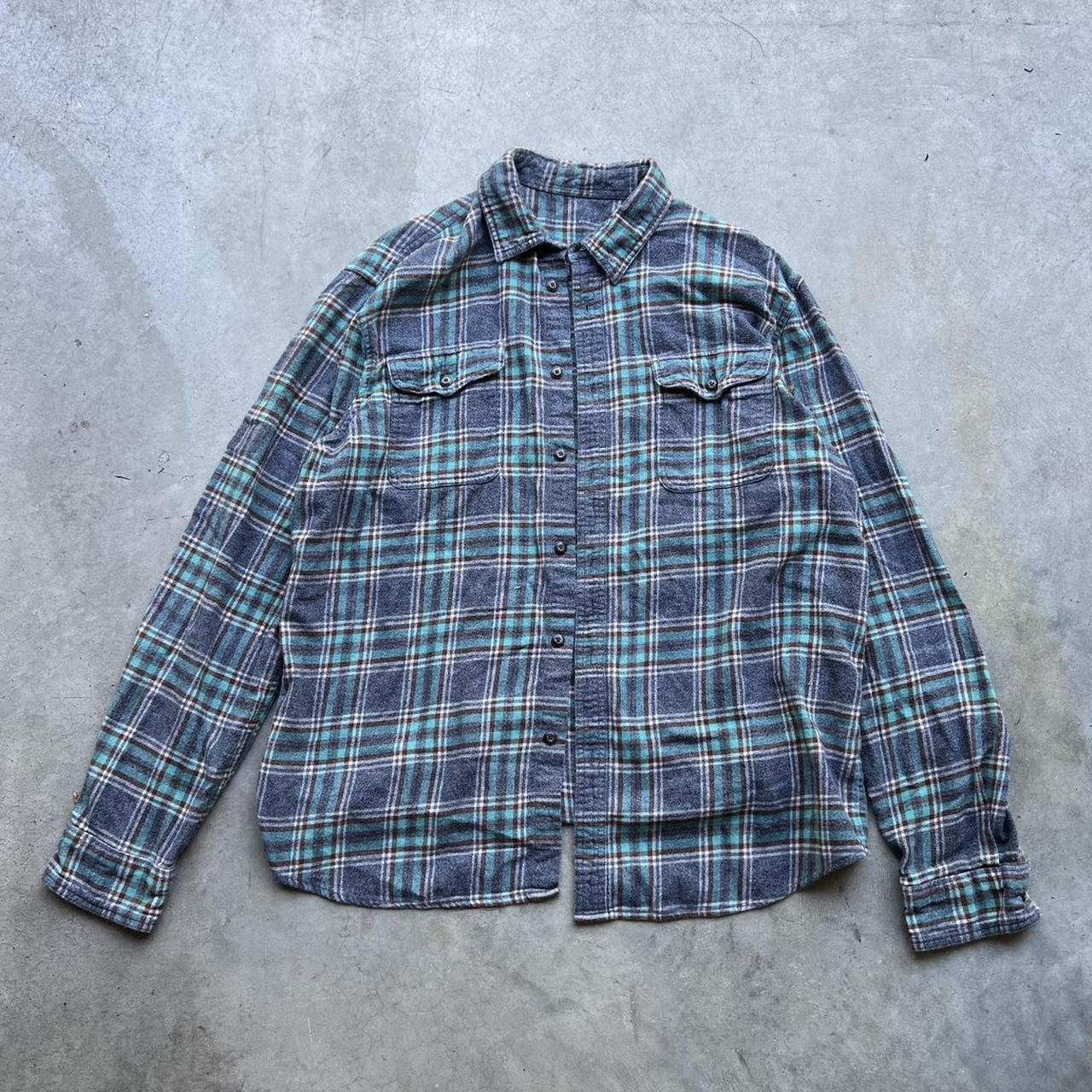 Vintage 90s Plaid Button Down Flannel Shirt Size:... - Depop