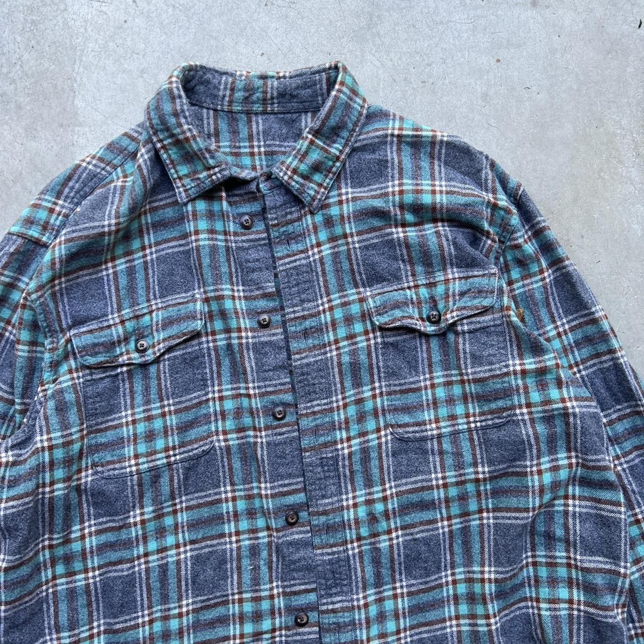 Vintage 90s Plaid Button Down Flannel Shirt Size:... - Depop