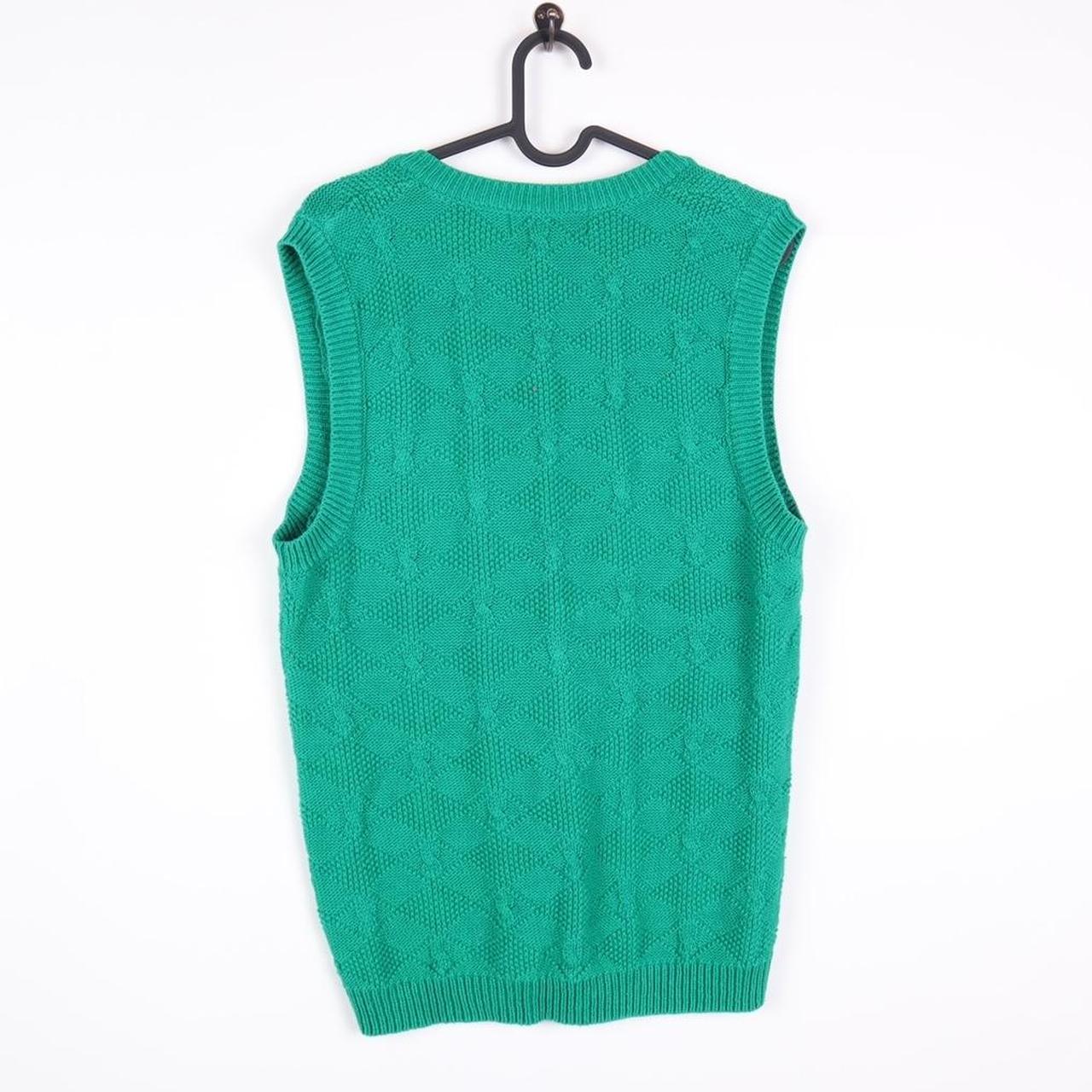 Vintage 90s Green Sweater Vest Size: Small Good... - Depop