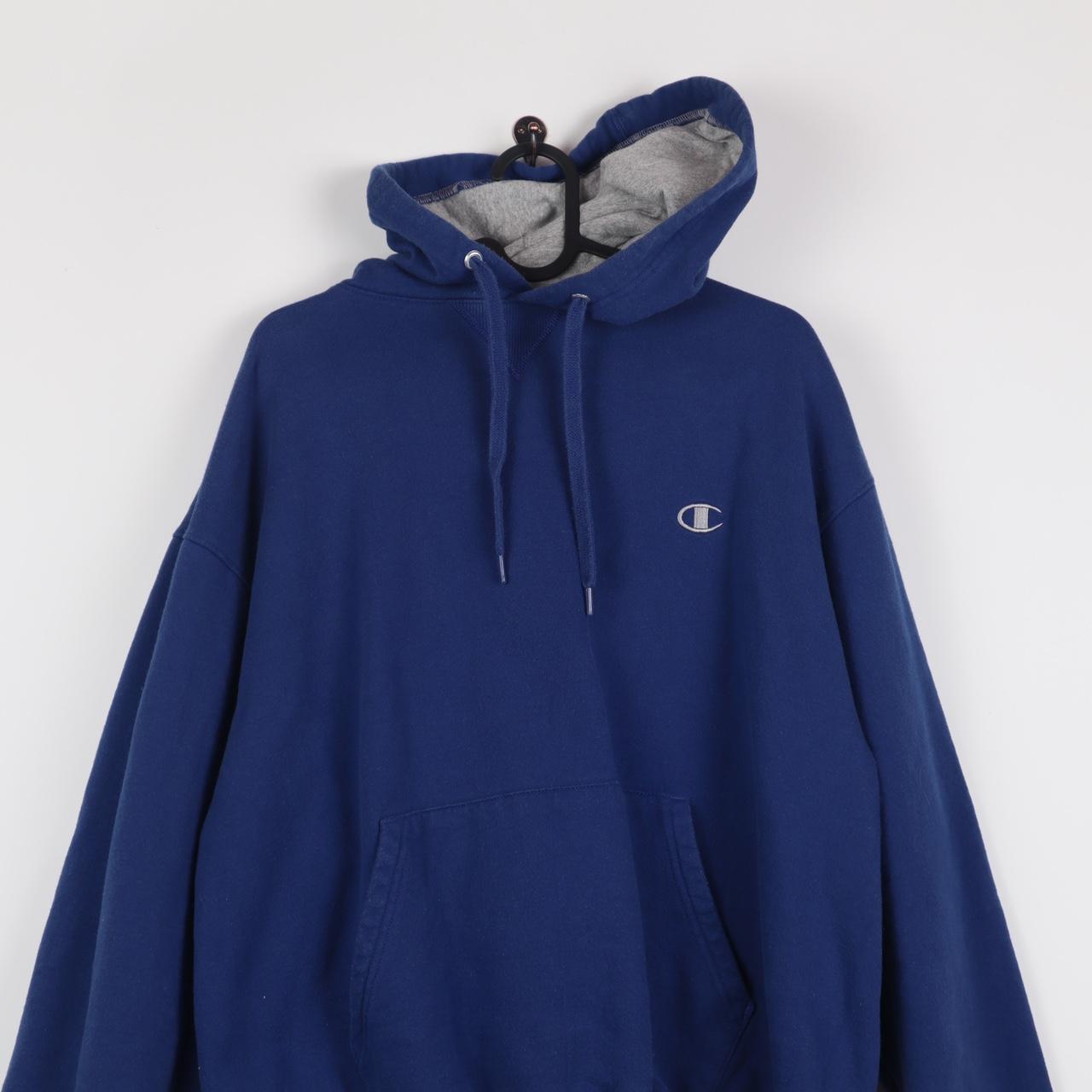 Vintage Y2K Essential Blue Champion Hoodie Size:... - Depop