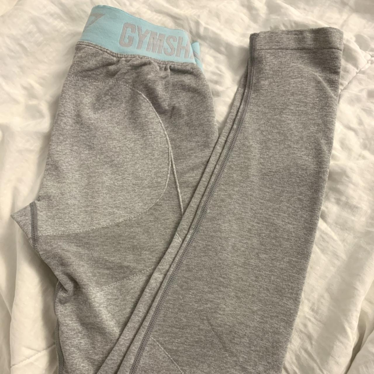Gymshark flex shorts. Grey with turquoise waist - Depop