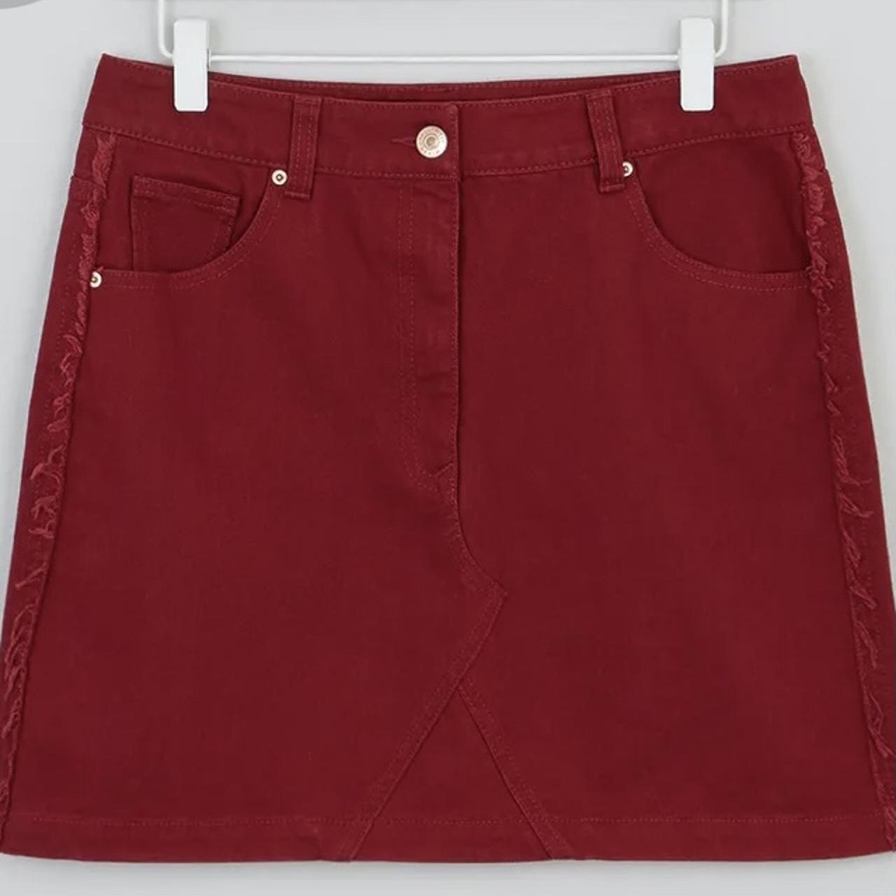 Dark red denim skirt Matalan size 14 Brand new... - Depop