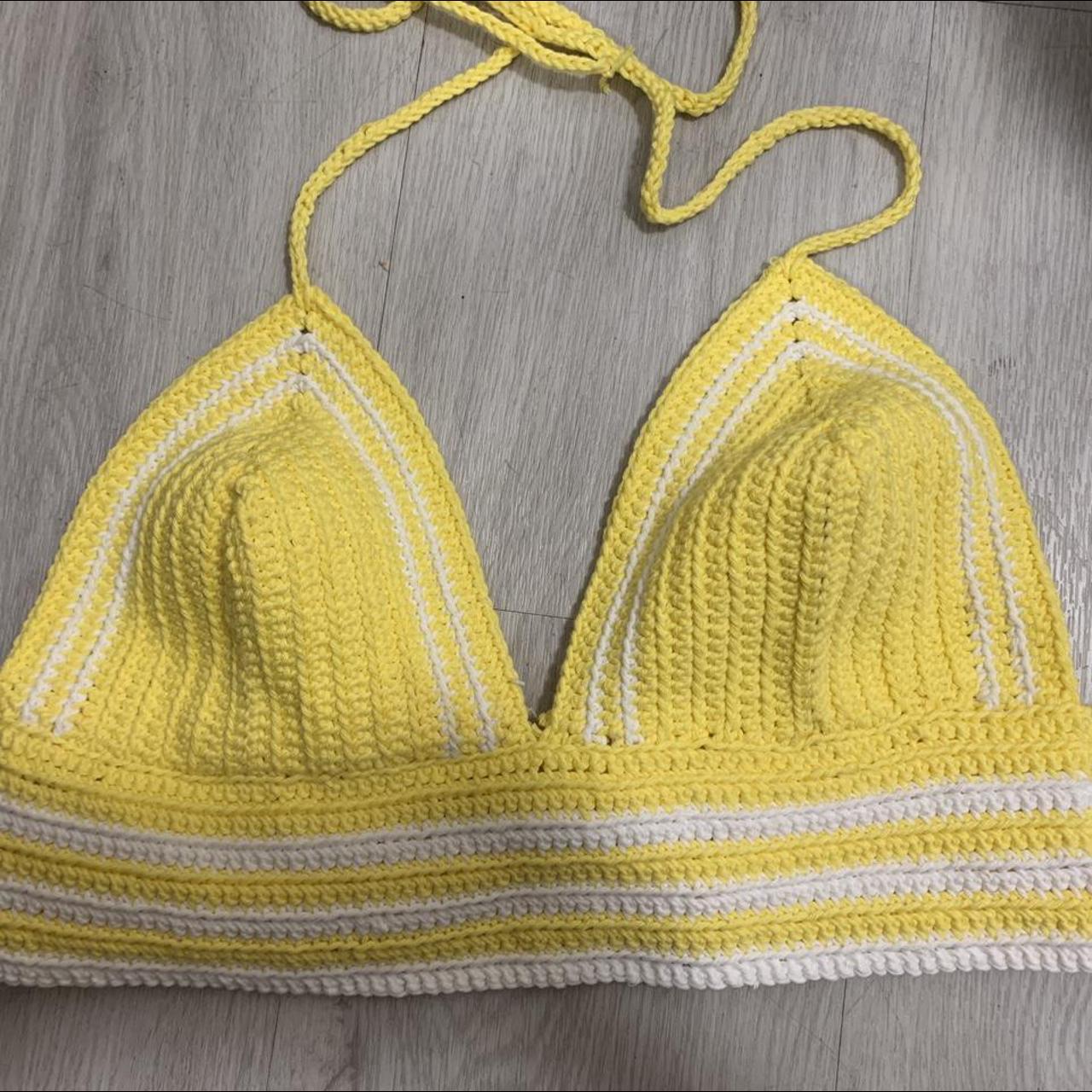 handmade crochet top yellow and white can be made in... Depop