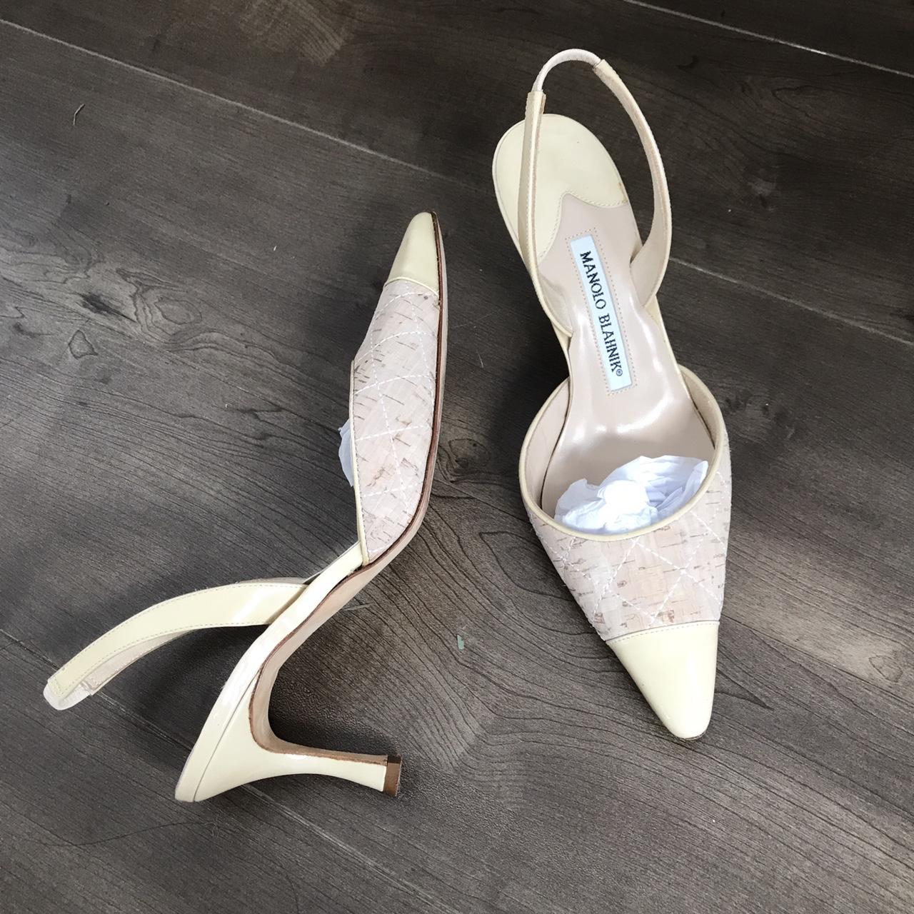 Manolo Blahnik beige cork heels Only worn 2 times.... - Depop