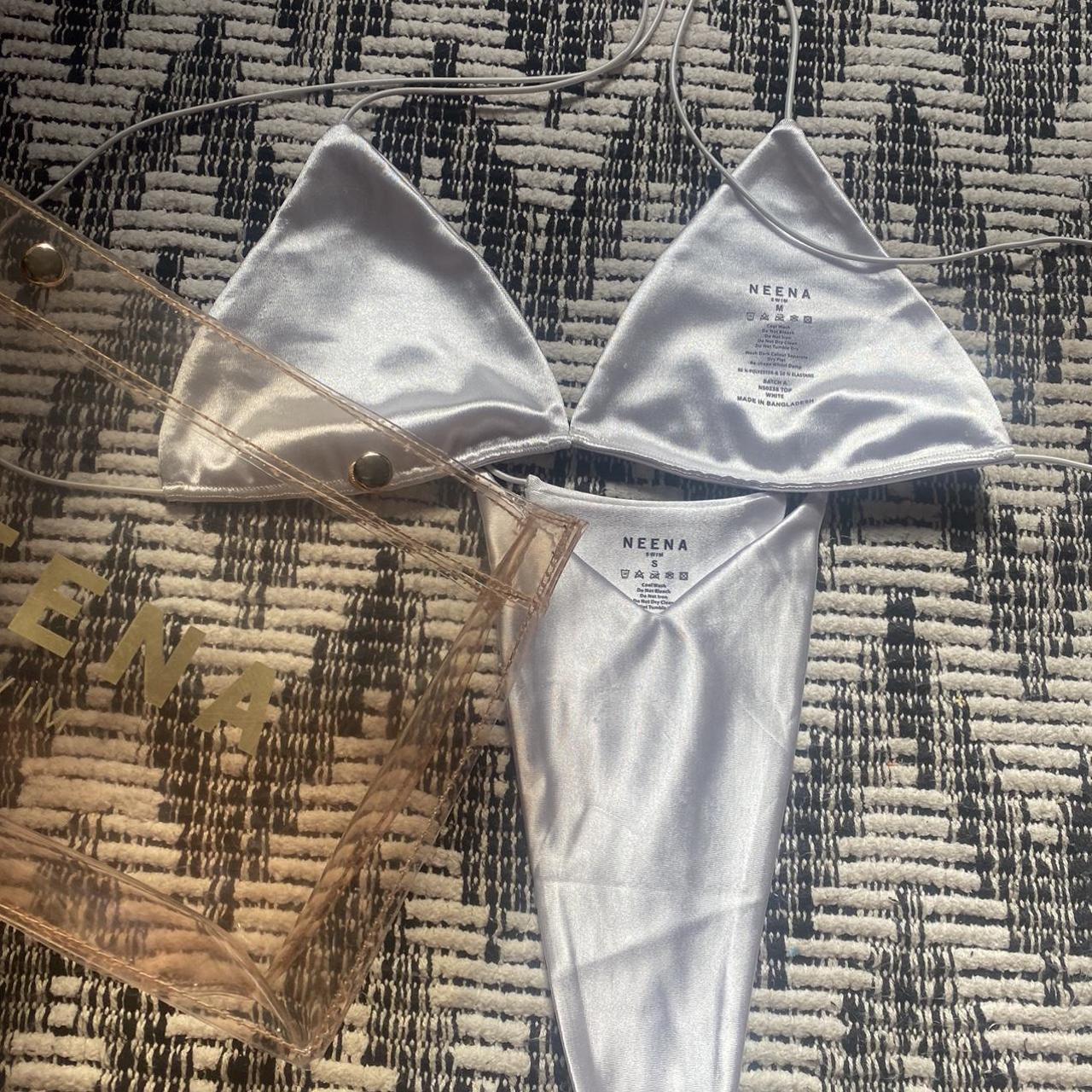 Neena Swim Bikini White Top Size M Bottoms Size S Depop