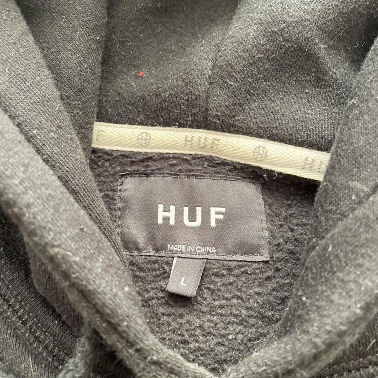 Black HUF hoodie in size large, worn but in very... - Depop