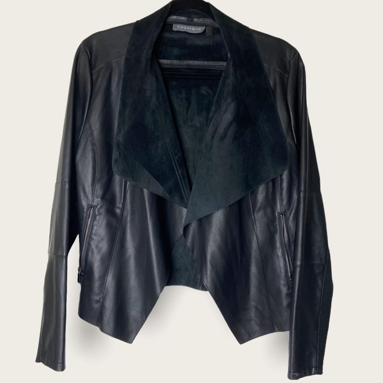 Bagatelle draped faux deals leather jacket