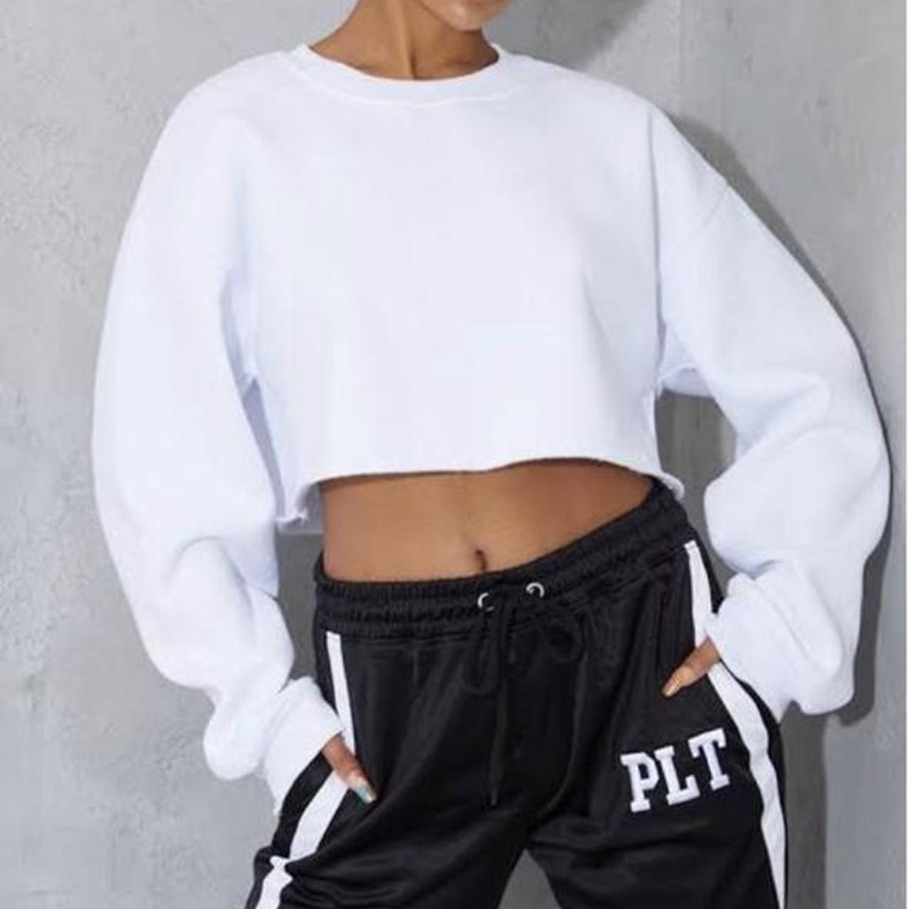 Topshop white cropped sweatshirt sale