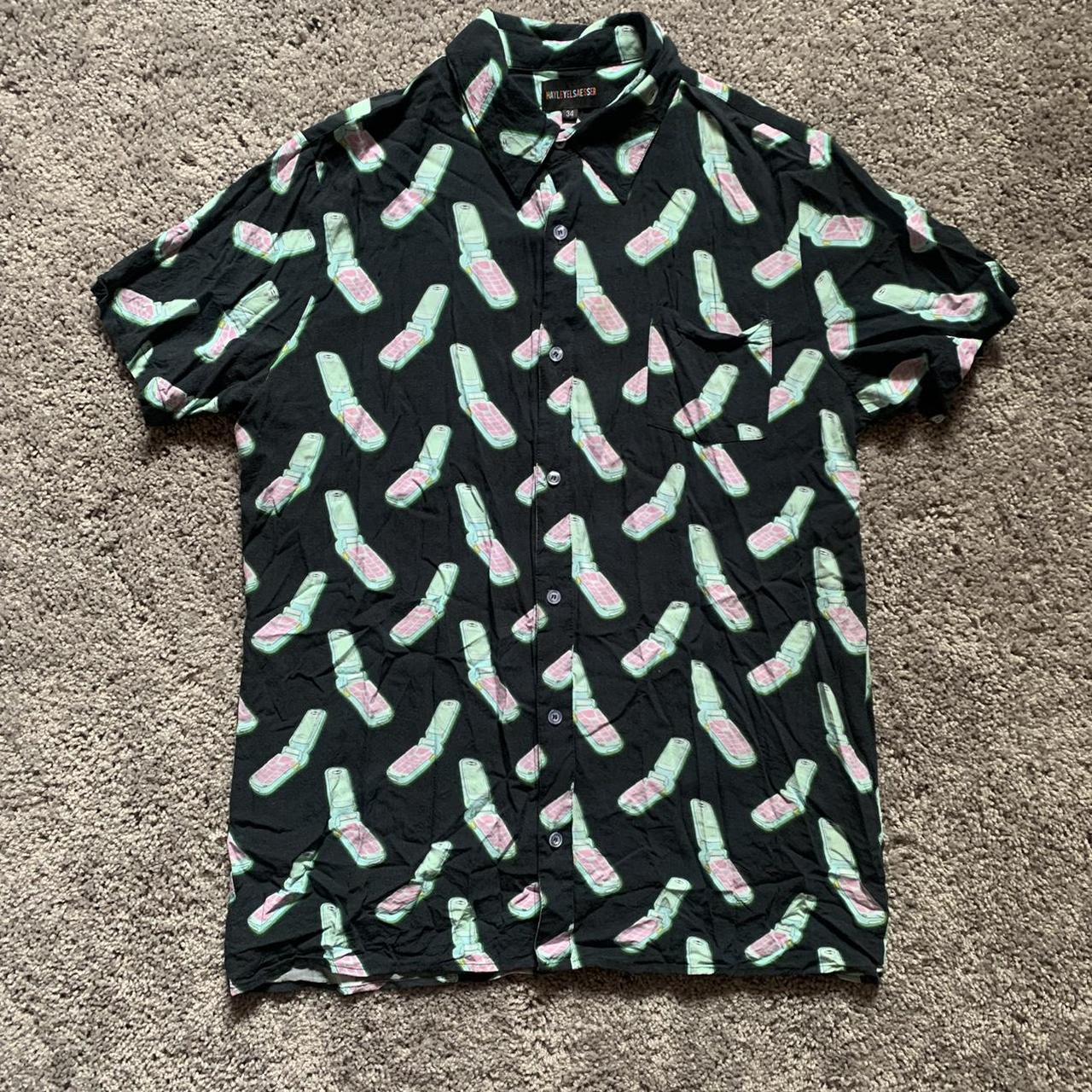 pickle rick button up shirt