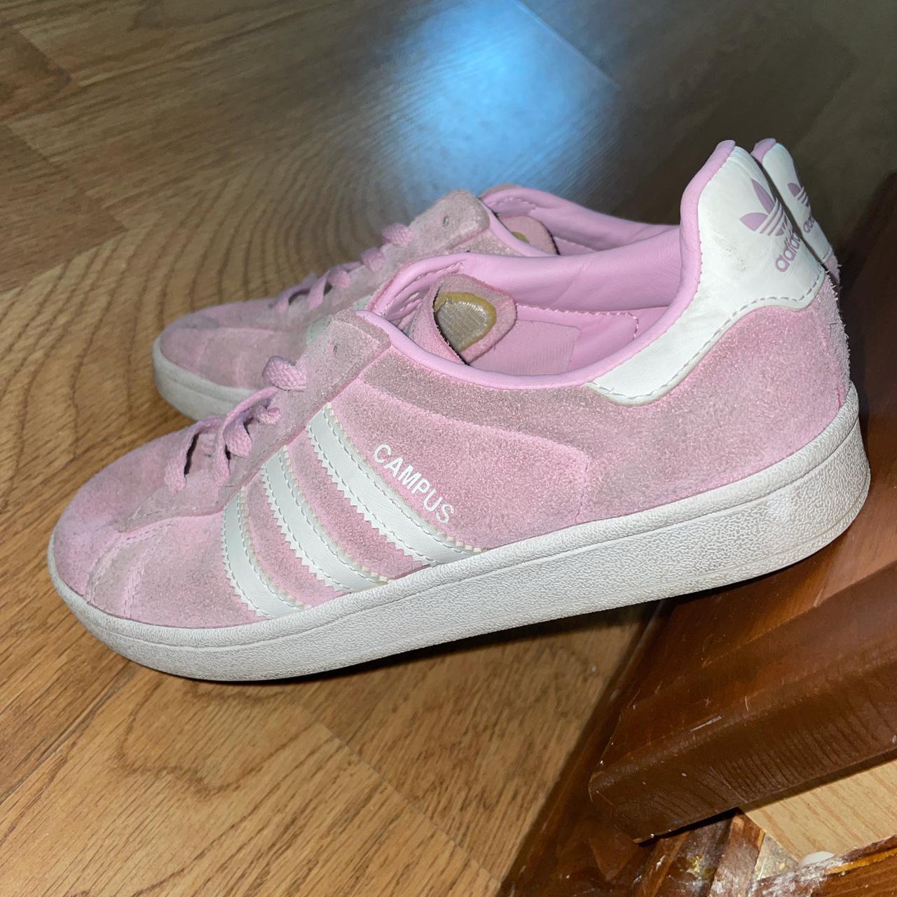 Adidas Women's Pink and White Trainers | Depop