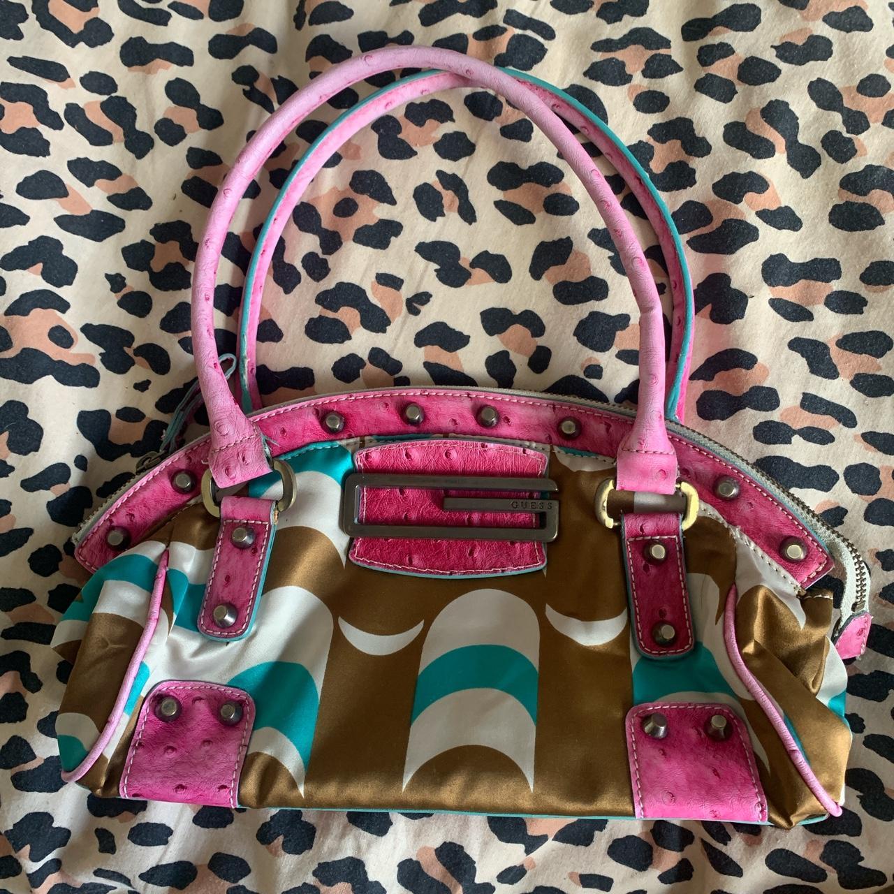 vintage-guess-bag-in-pink-brown-and-turquoise-depop