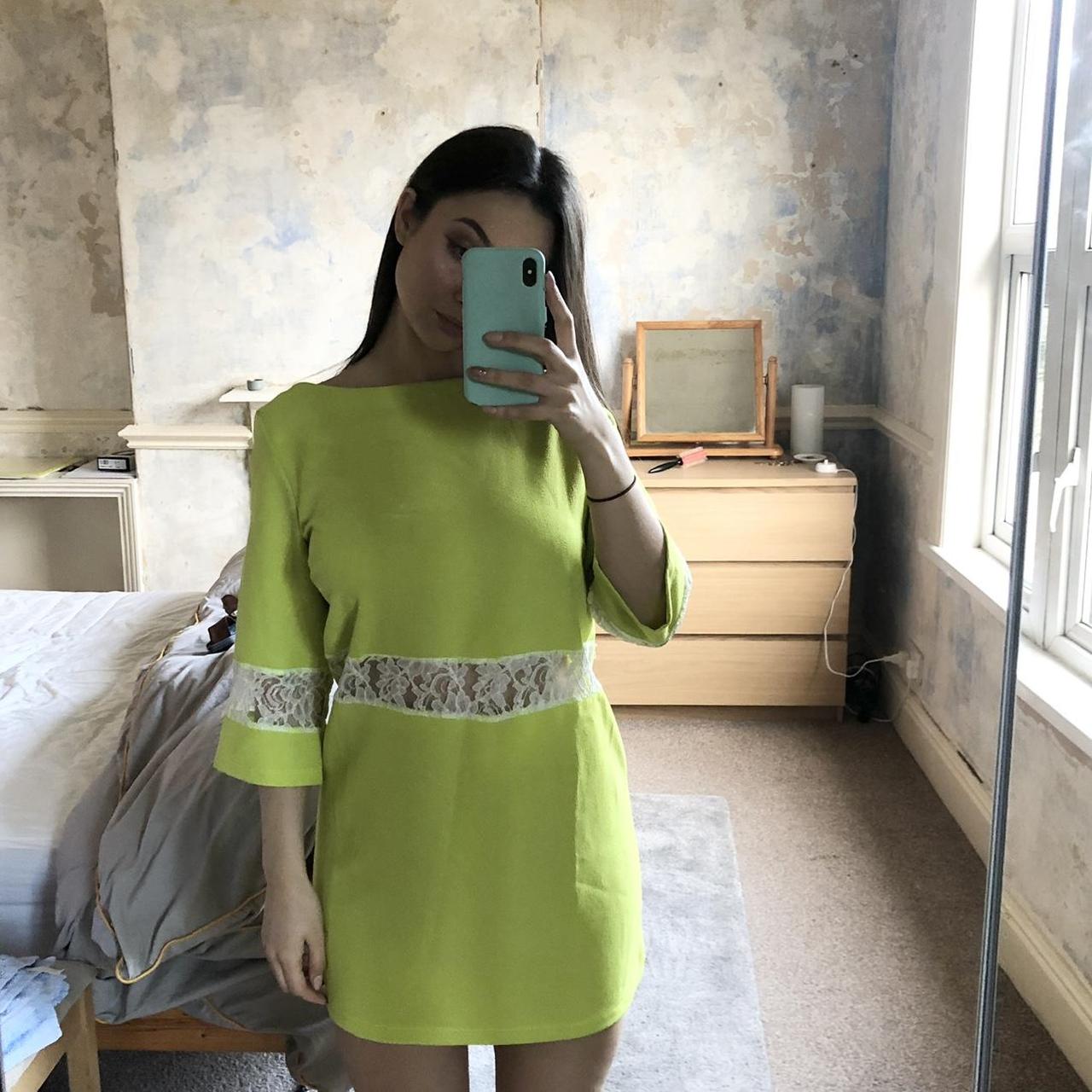 John Zack Women's Green and White Dress Depop