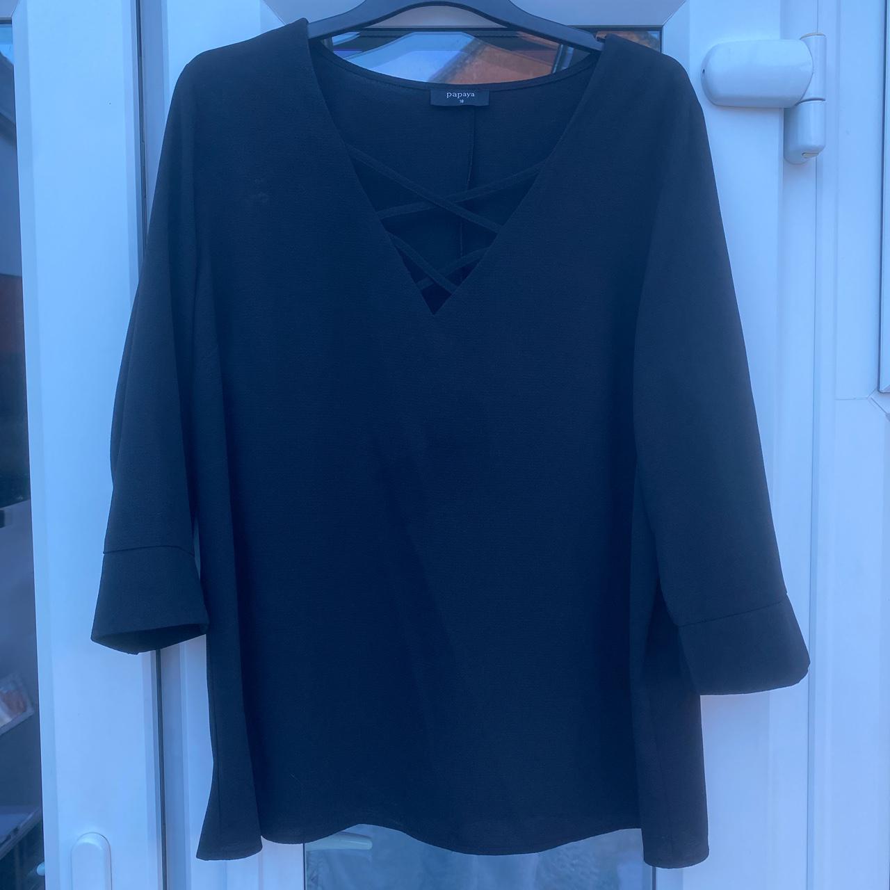 Black 3/4 sleeved blouse Plain black with detailing... - Depop