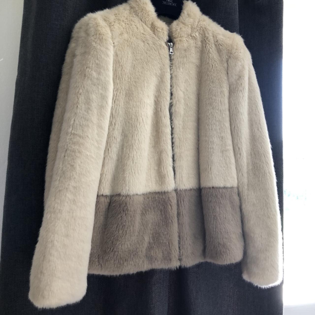 Zara faux fur jacket Size M Good condition #zara... - Depop