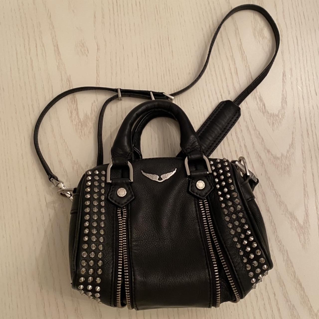 Zadig & Voltaire Women's Black and Silver Bag Depop