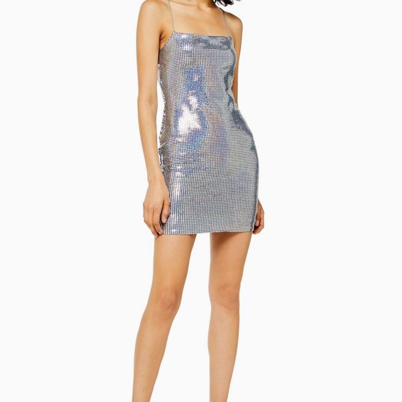 Topshop Holographic Y2K Dress Silver💫 Brand Depop