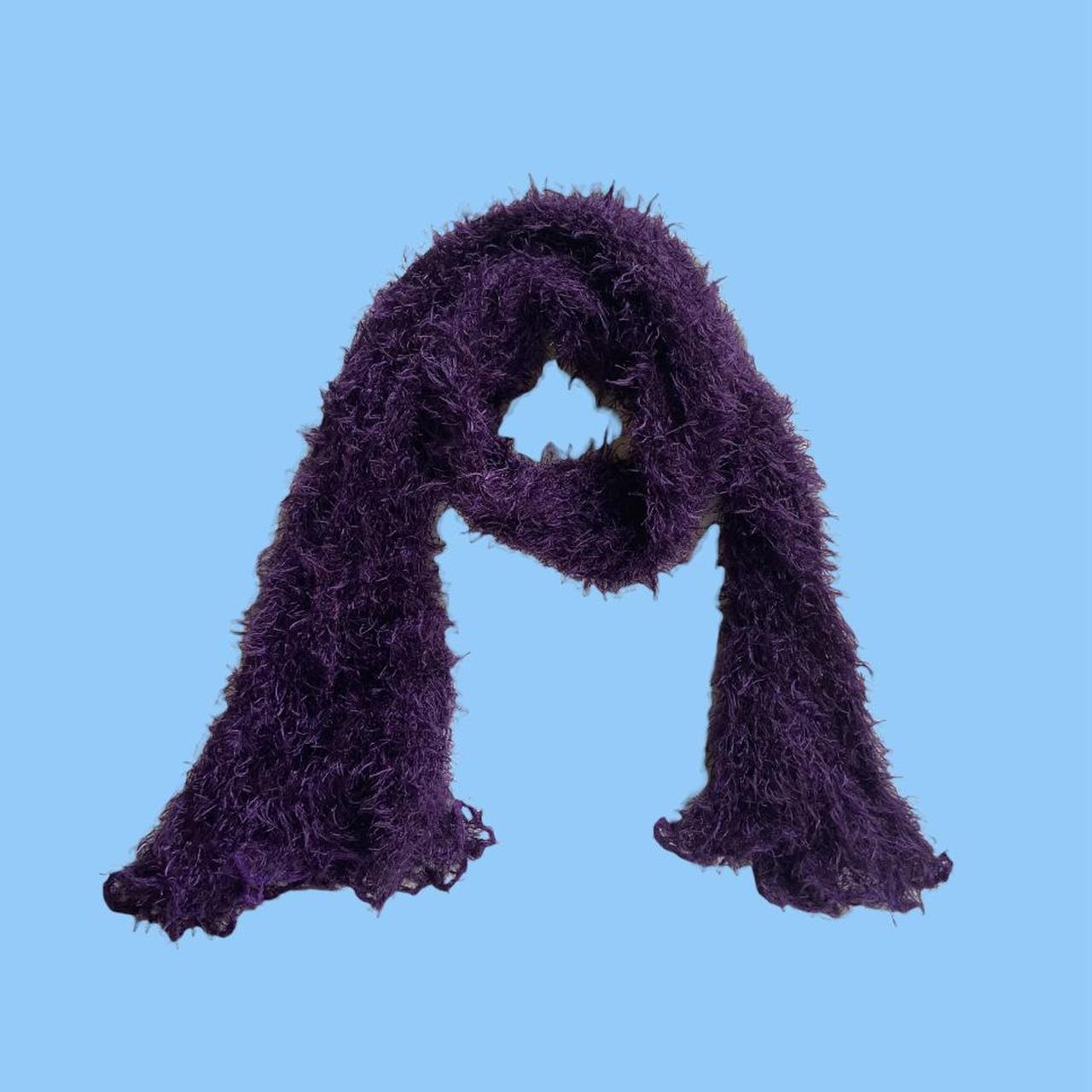 Y2k Purple Fluffy Scarf Perfect For Layering Depop