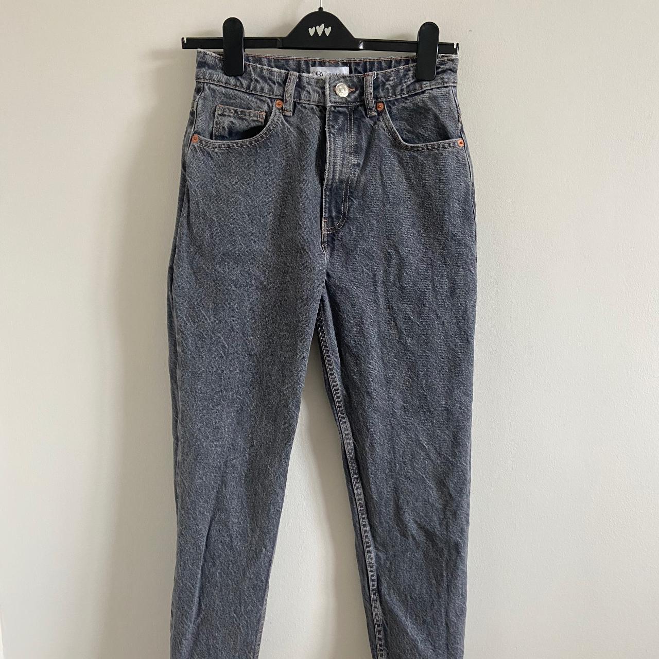 Zara mom jeans in grey only worn once, perfect... - Depop