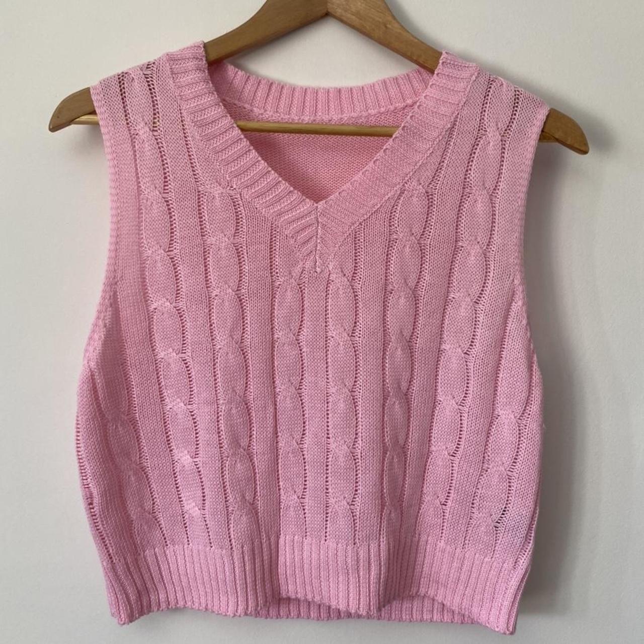 shein pink knitted vest. never worn #shein... - Depop