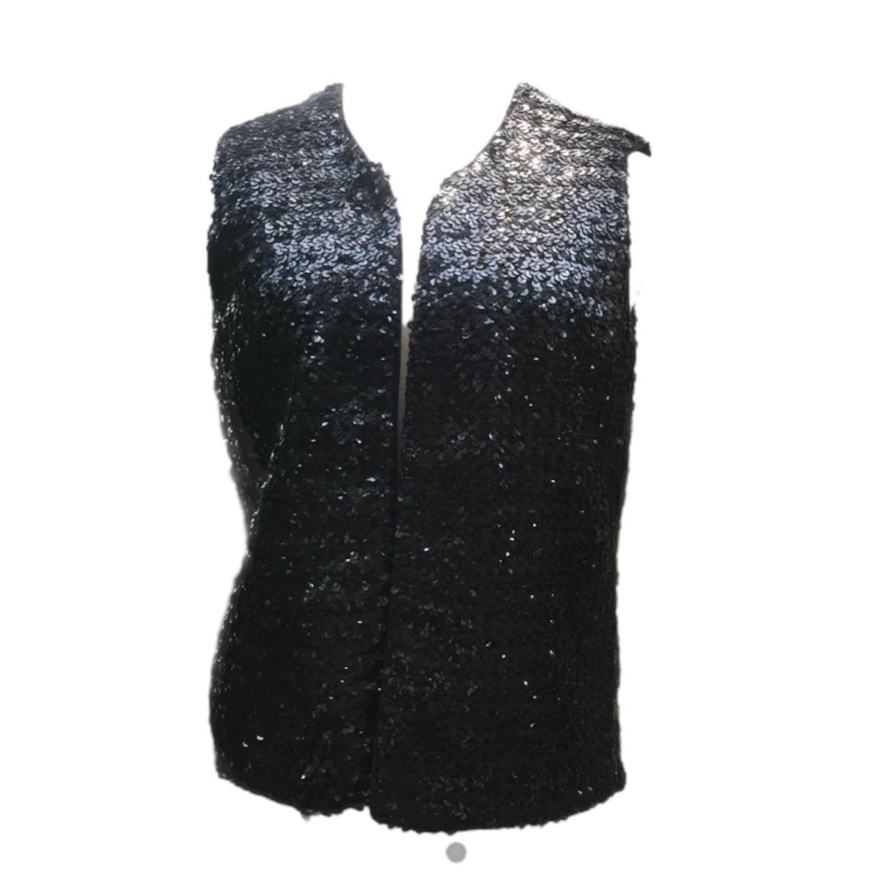 Black sequin vintage sleeveless top ️-Good... - Depop