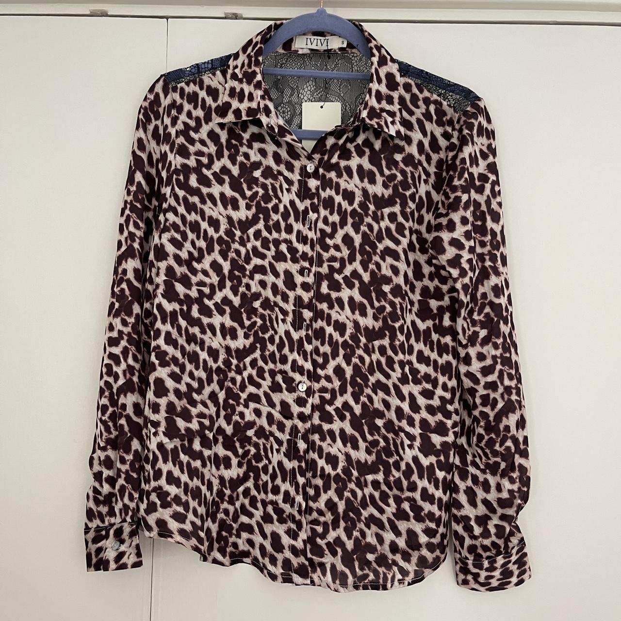 Leopard print and lace shirt Size Small Brand new... - Depop